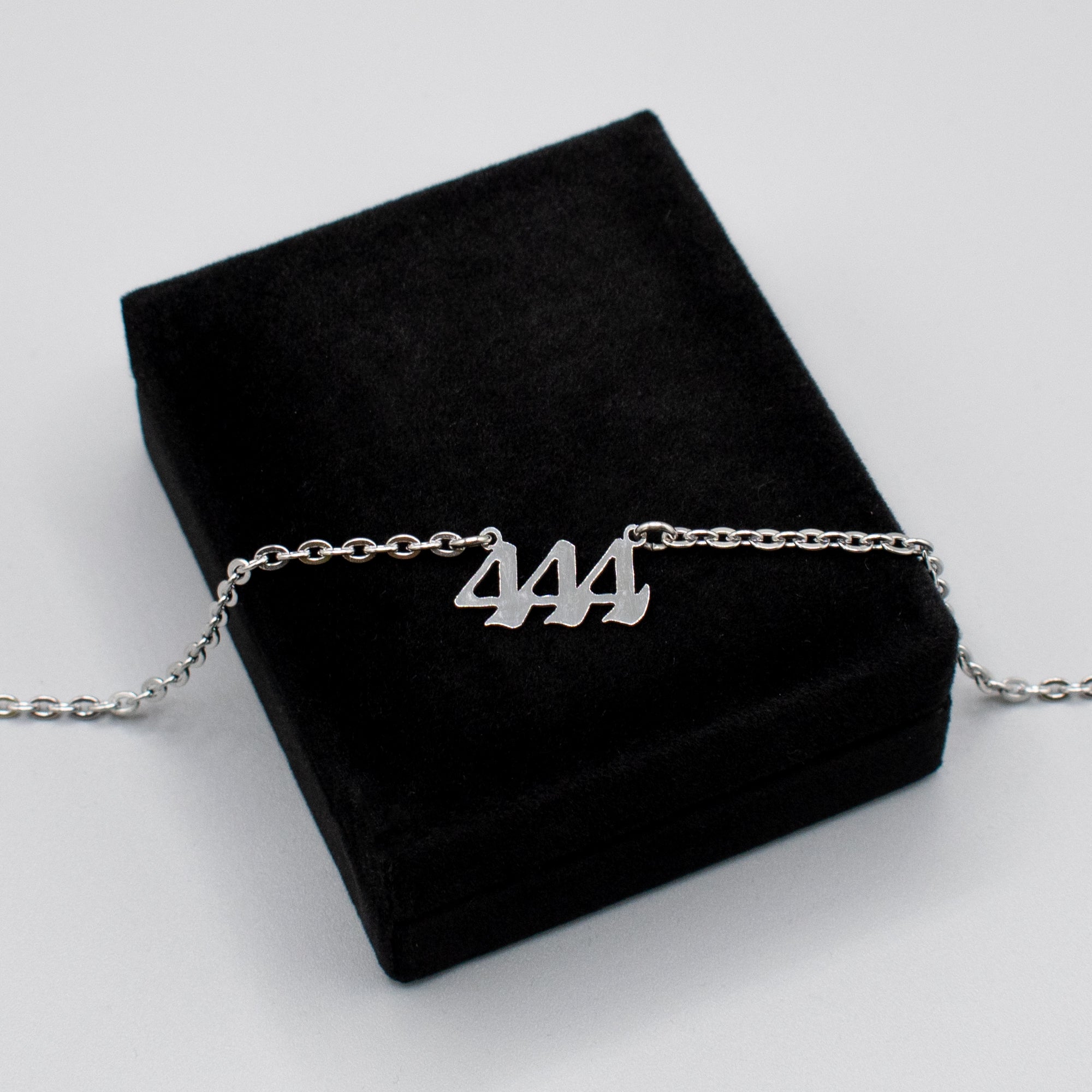 444 Angel Number Choker Necklace (Silver)