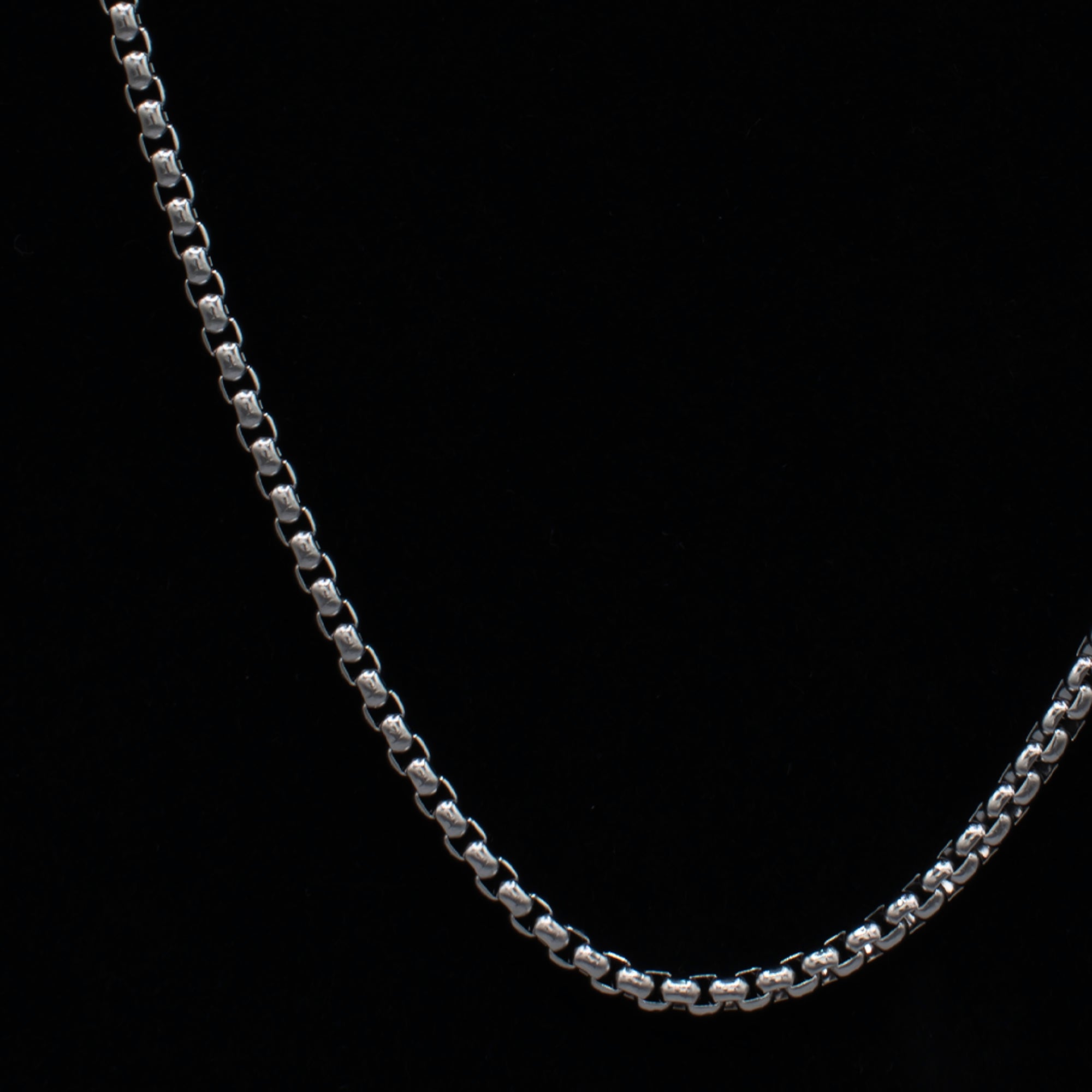 Silver Round Box Chain Necklace - 4mm
