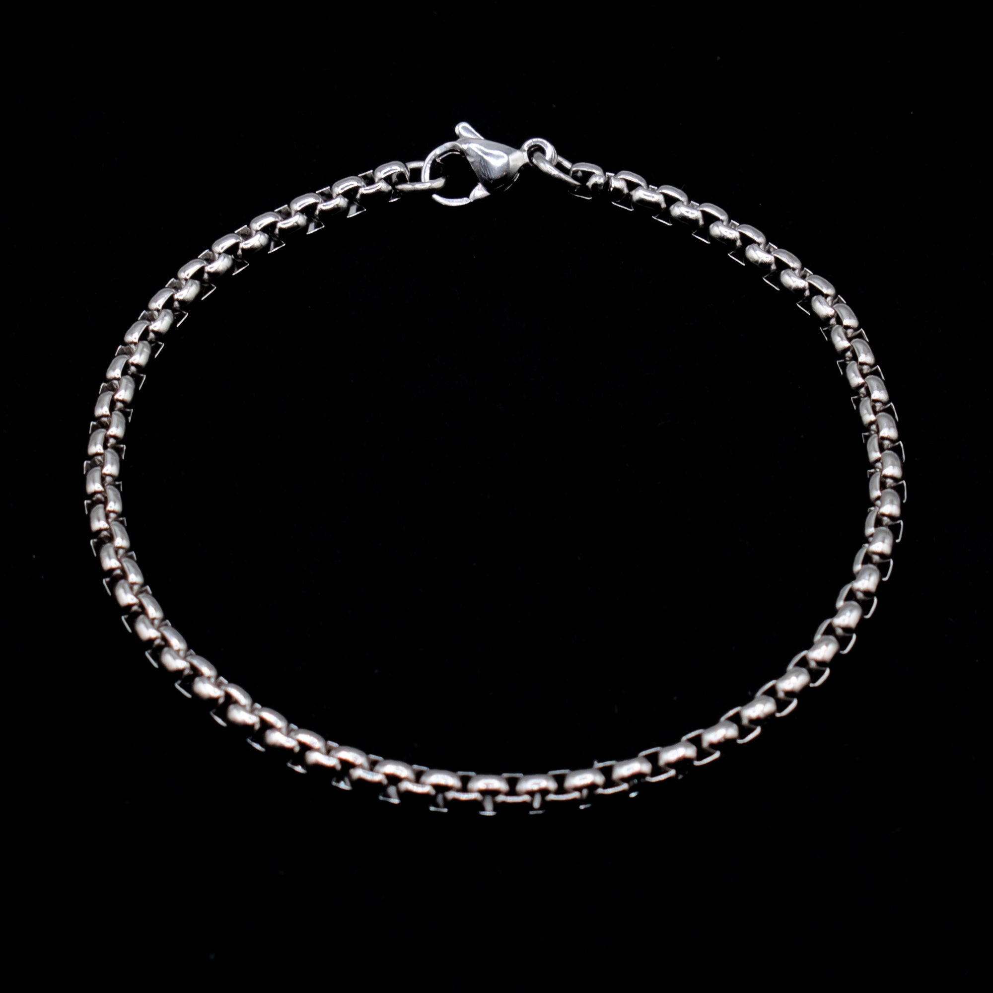 Bracelet chaîne en boîte - (argent) 4 mm