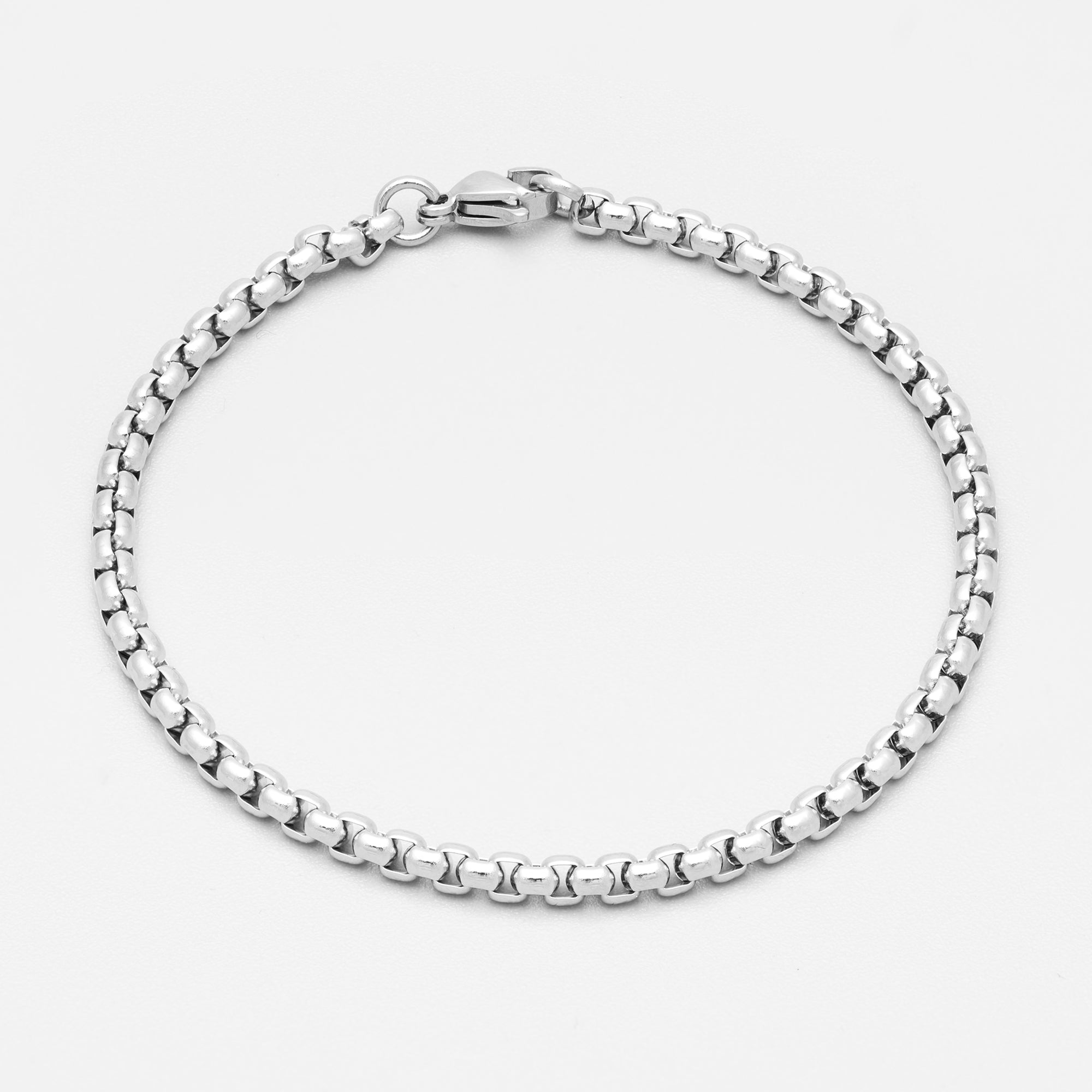 box chain bracelet in silver 4mm wide