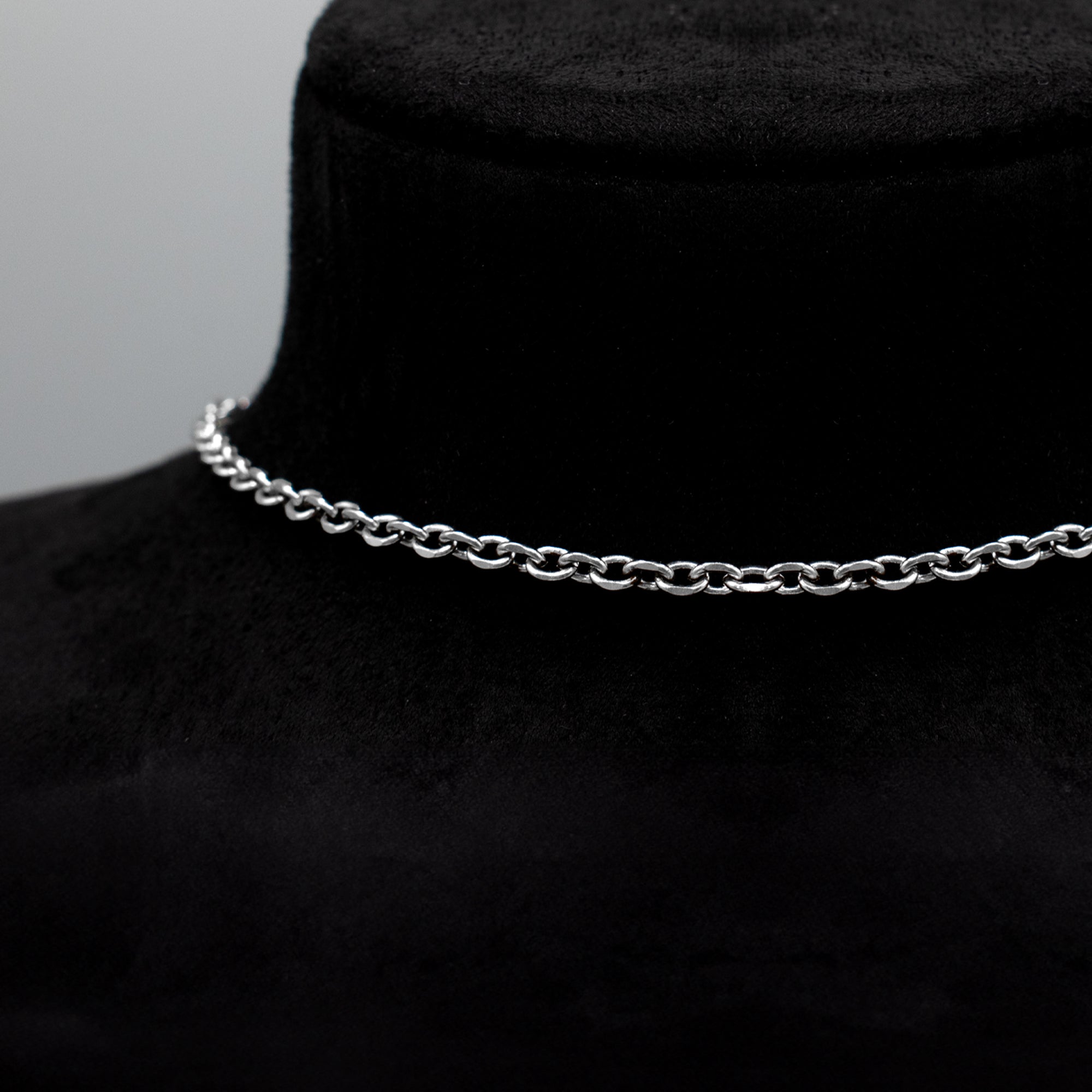 Plain Cable Chain Choker Necklace - (Silver) 4mm