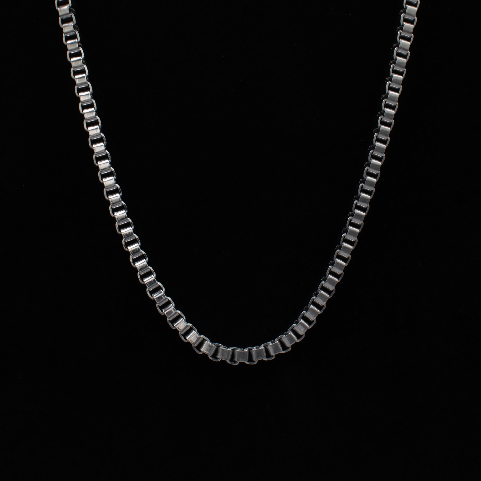 Silver Square Box Chain Necklace - 6mm
