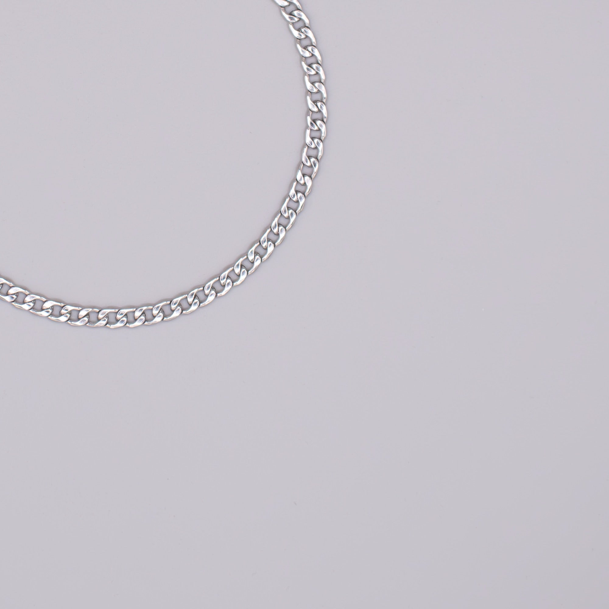 Plain Cuban Link Choker Necklace - (Silver) 5mm