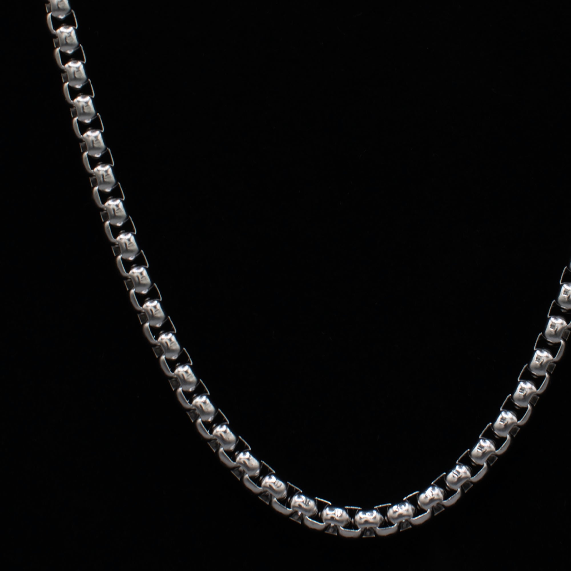 Silver Round Box Chain Necklace - 6mm
