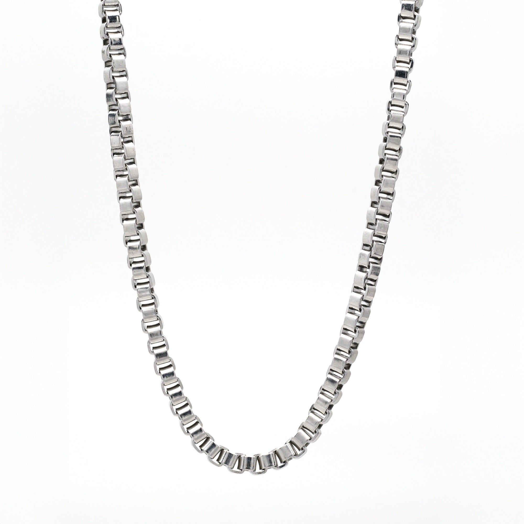 chunky silver square box chain necklace 6mm wide