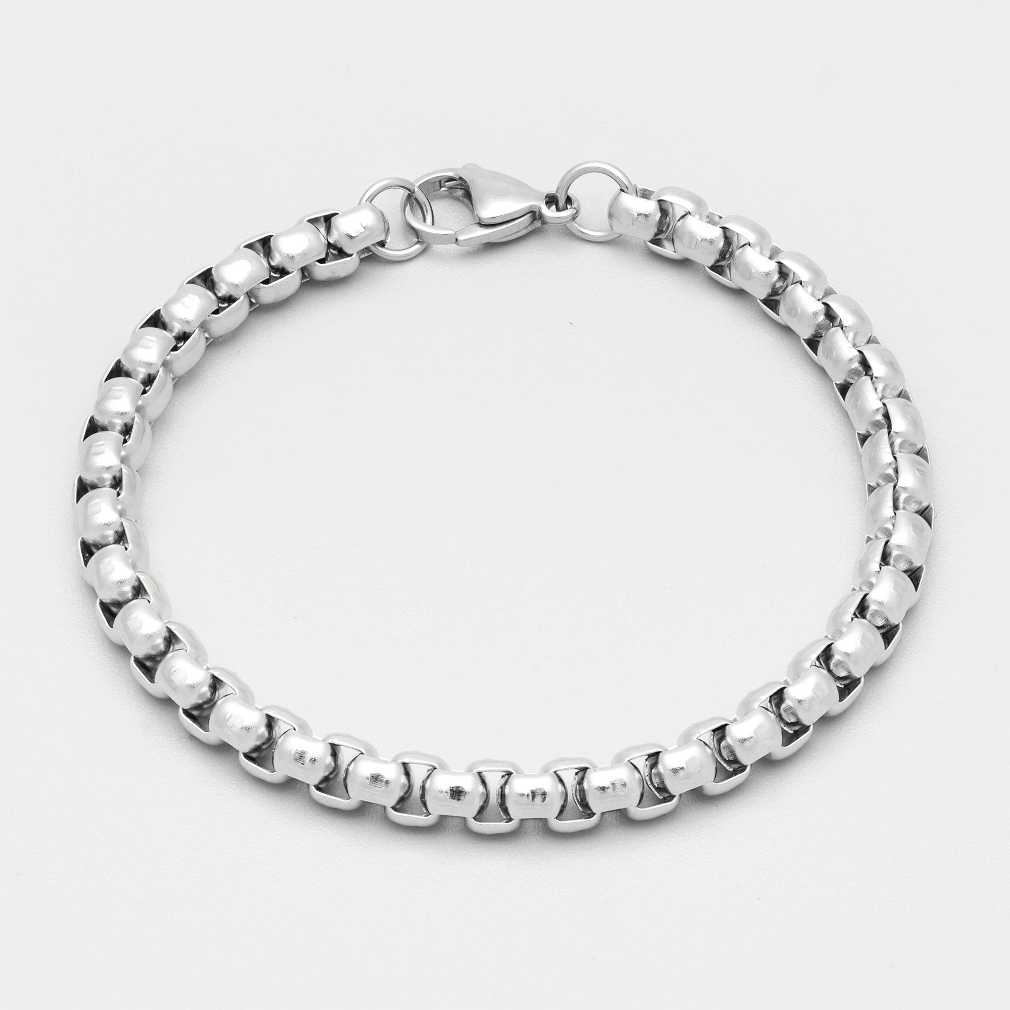 chunky silver box chain bracelet 6mm wide