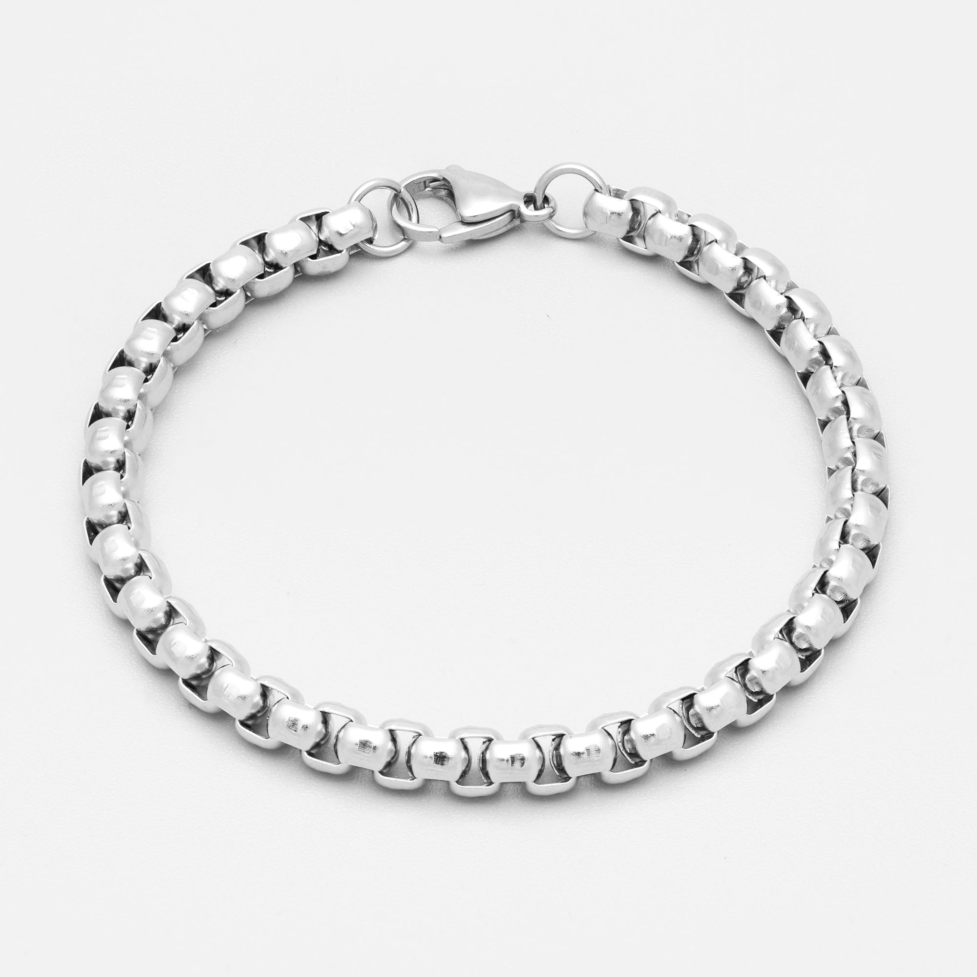 chunky silver box chain bracelet 6mm wide