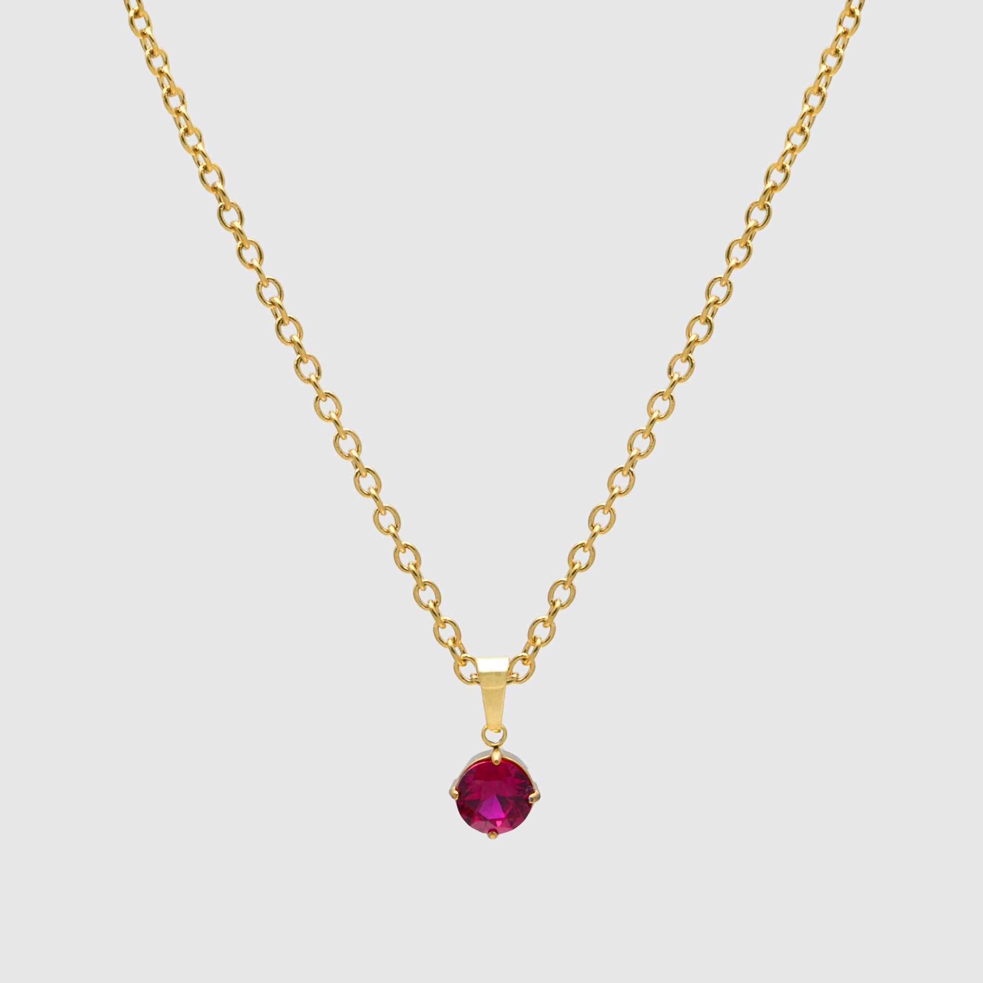 Pink Ruby July Birthstone pendant necklace in Gold