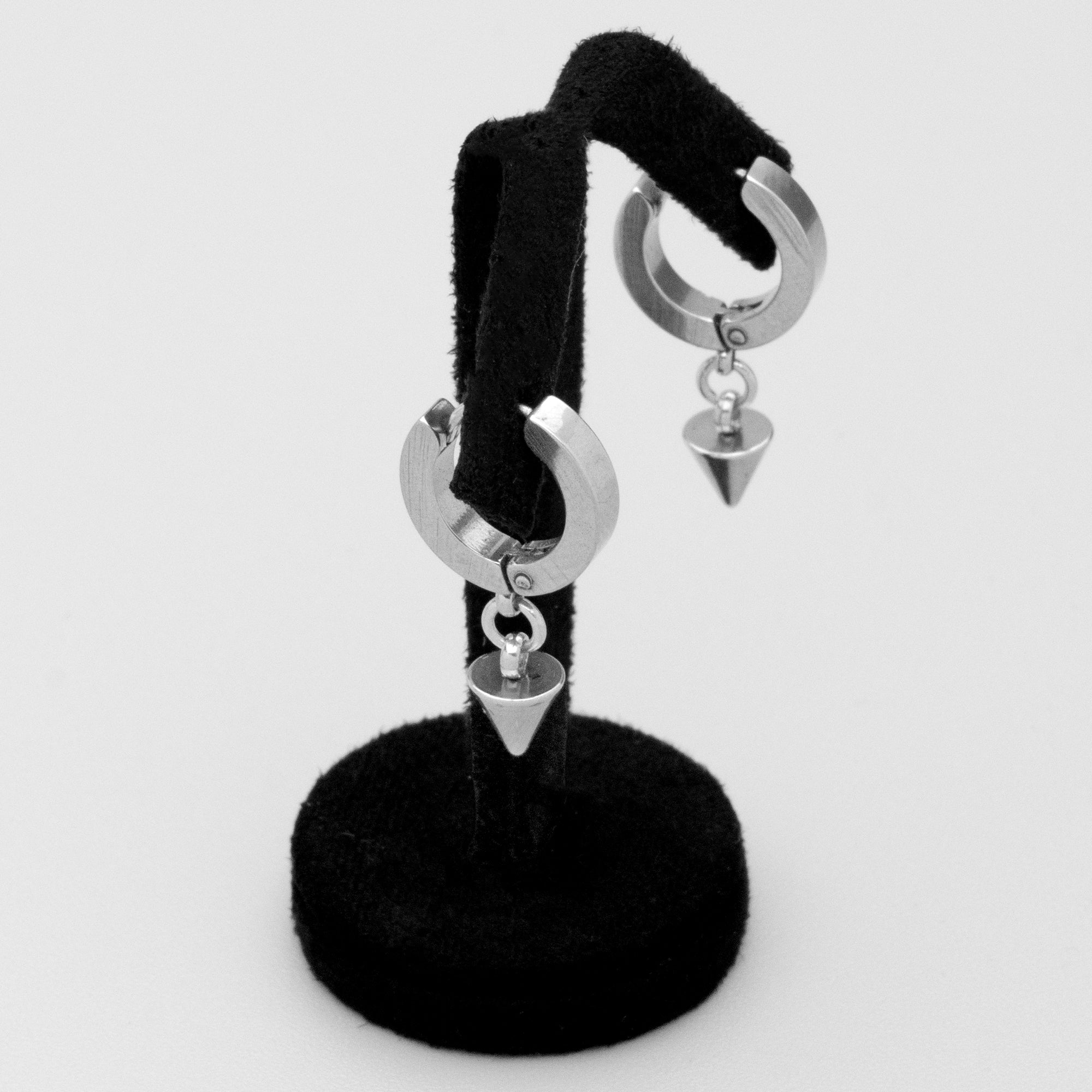 Small Gothic Spike Huggie Earrings (Silver)