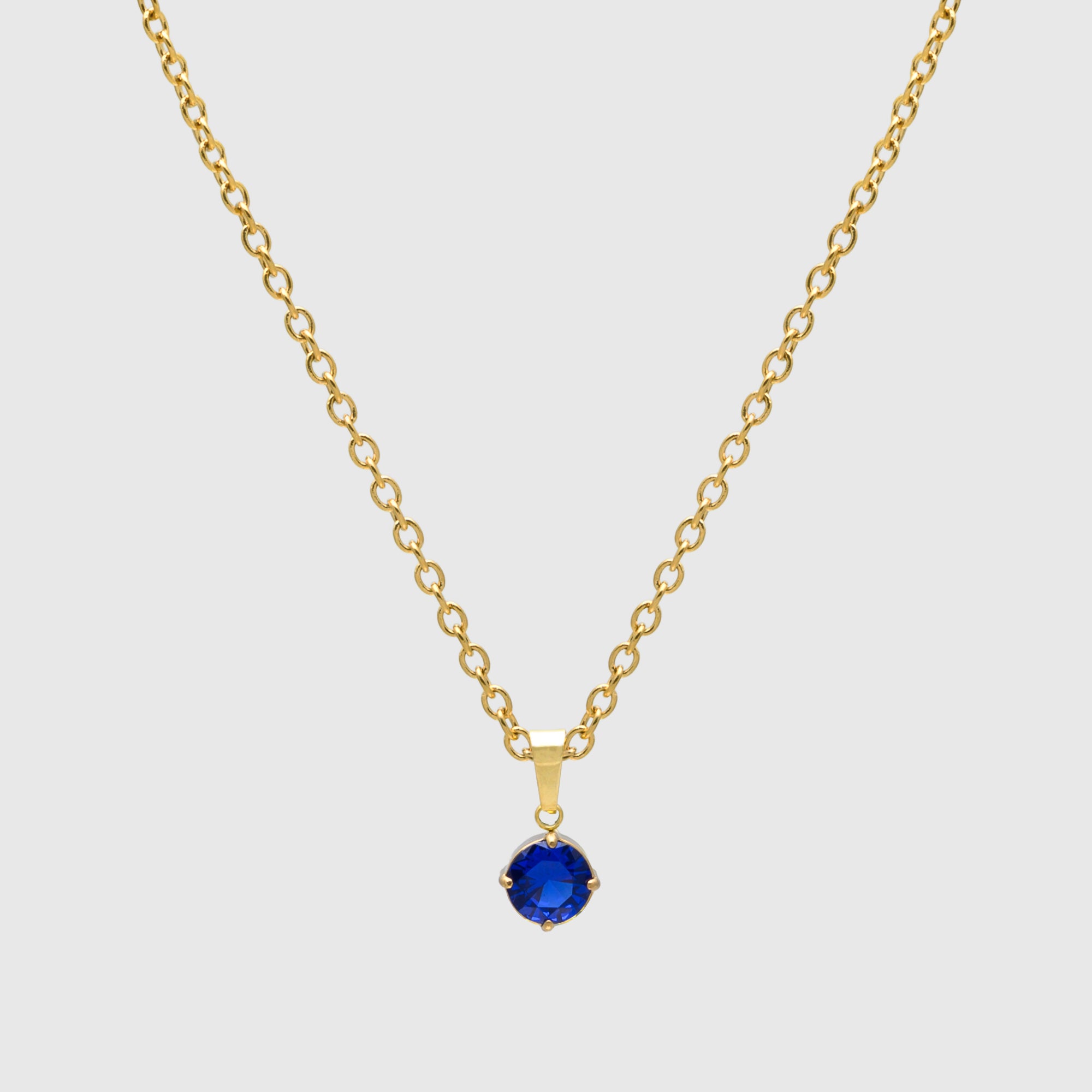 Blue Sapphire September birthstone necklace in Gold 