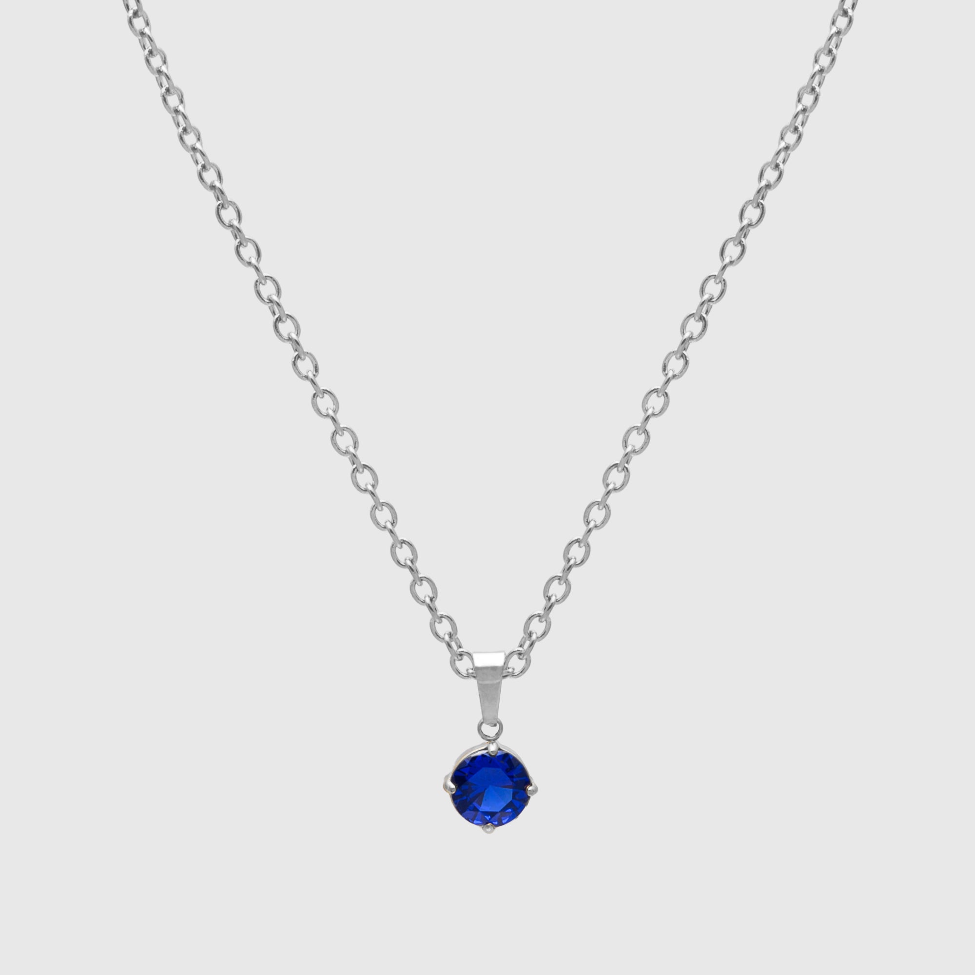 September Blue Sapphire birthstone necklace in siver 