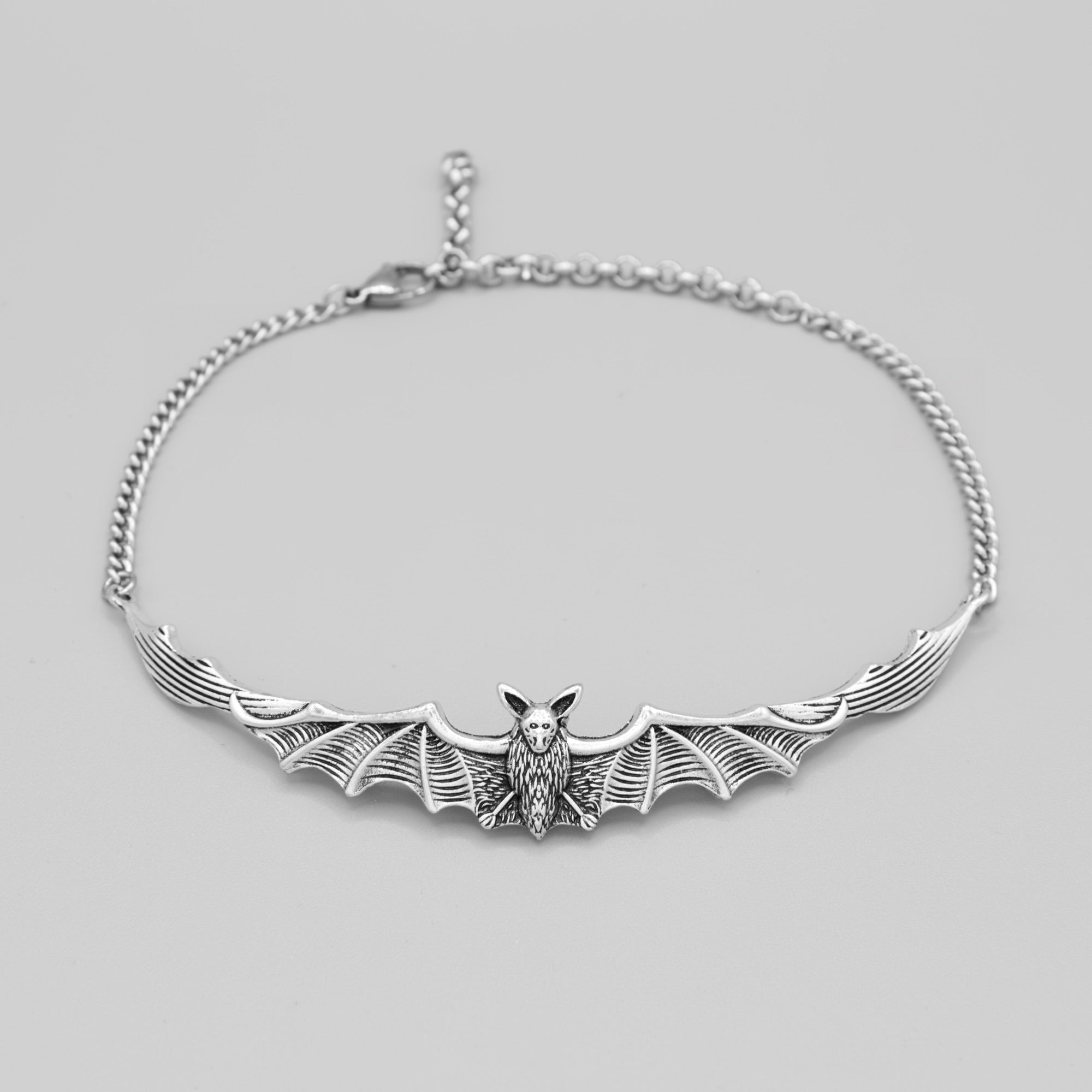 Luna Bat Choker Necklace (Silver)