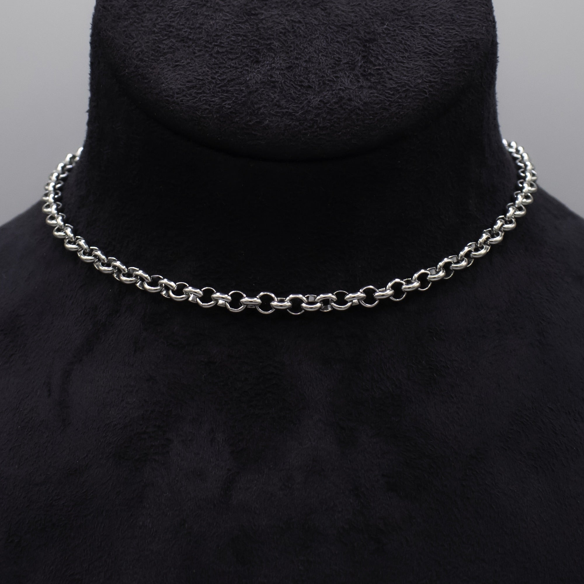 Plain Belcher Choker Necklace - (Silver) 4mm