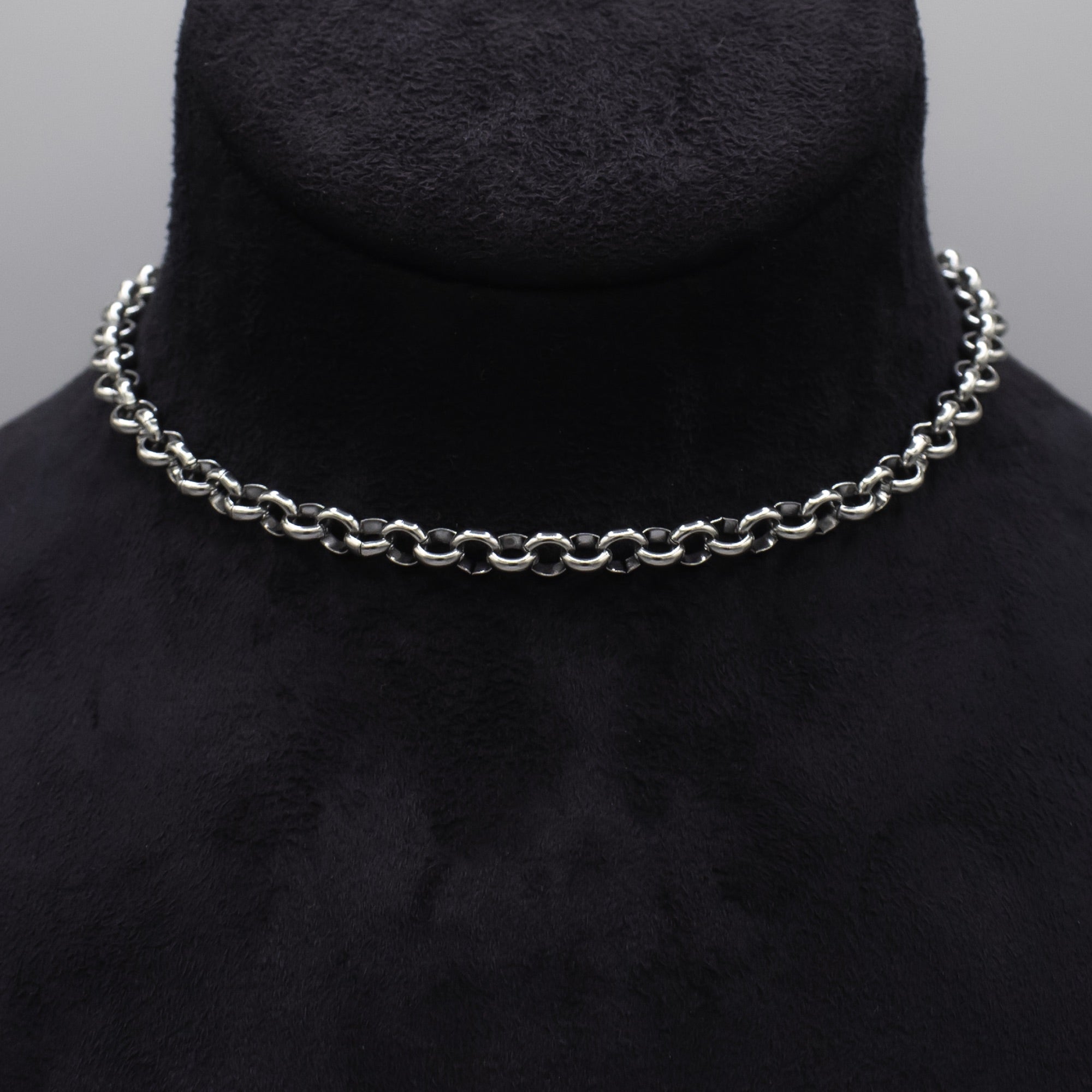 Plain Belcher Choker Necklace - (Silver) 6mm