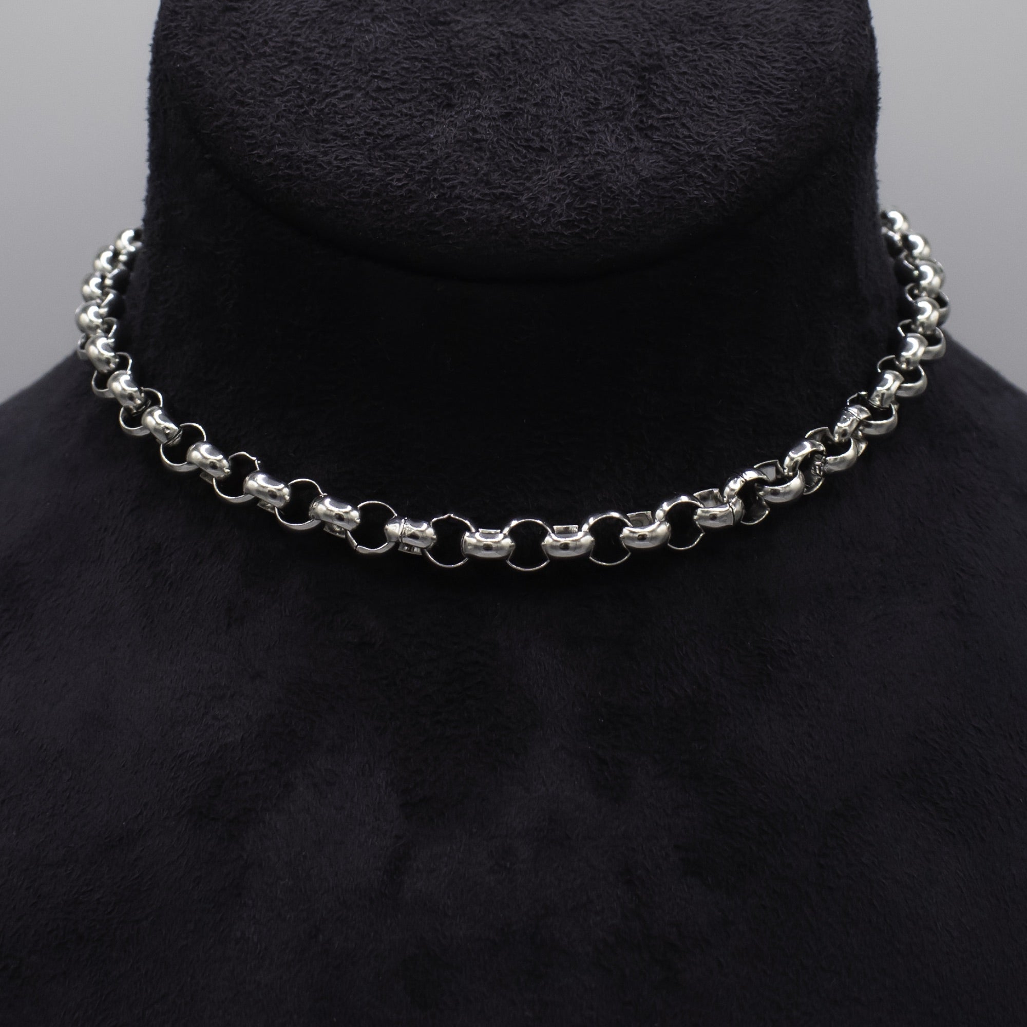 Plain Belcher Choker Necklace - (Silver) 7mm