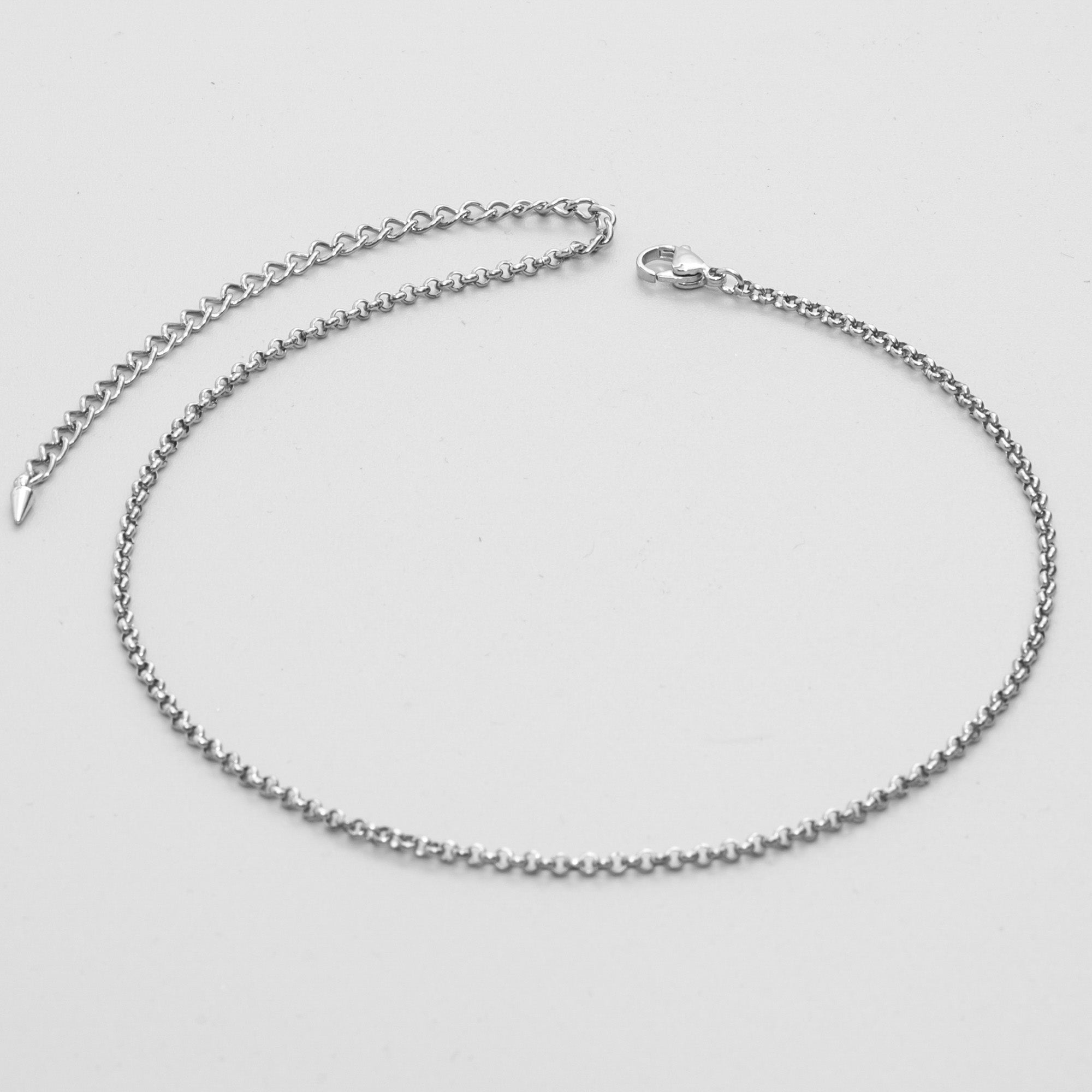 belcher chain choker necklace in silver 2mm