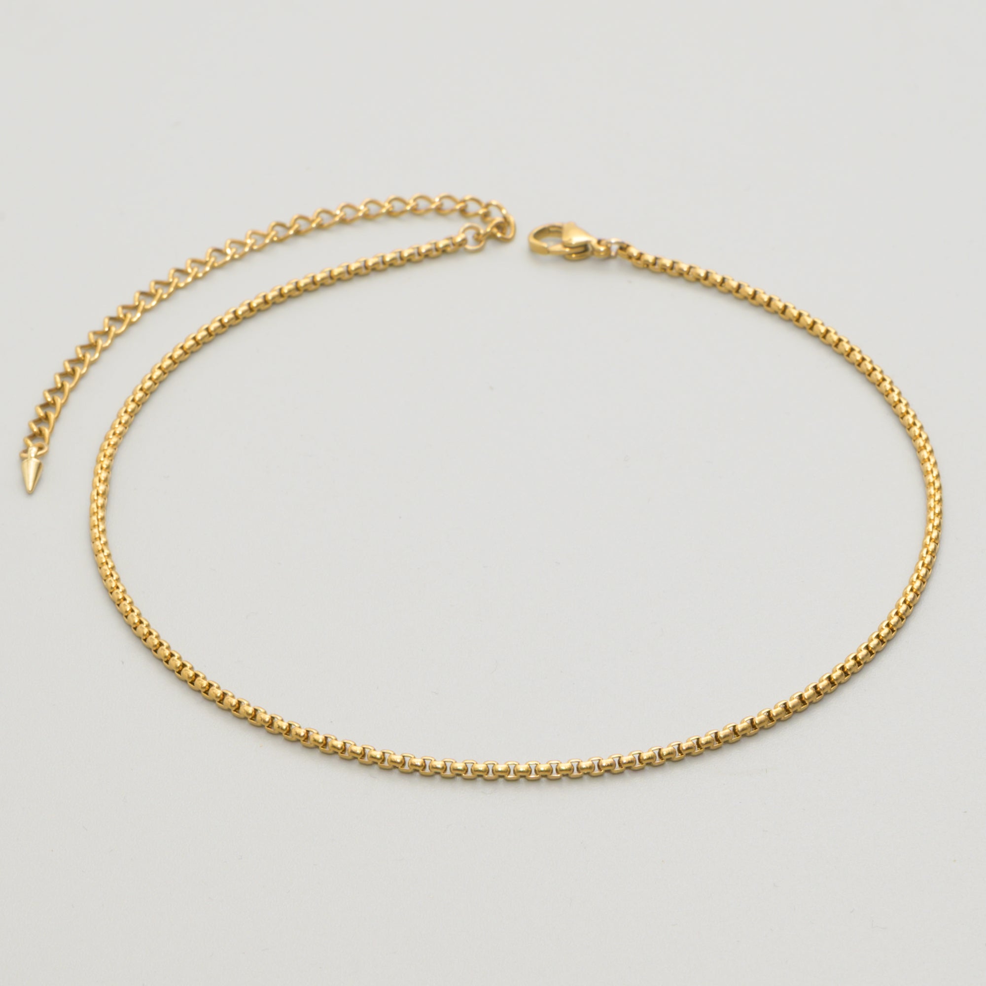 dainty gold box chain choker 2mm