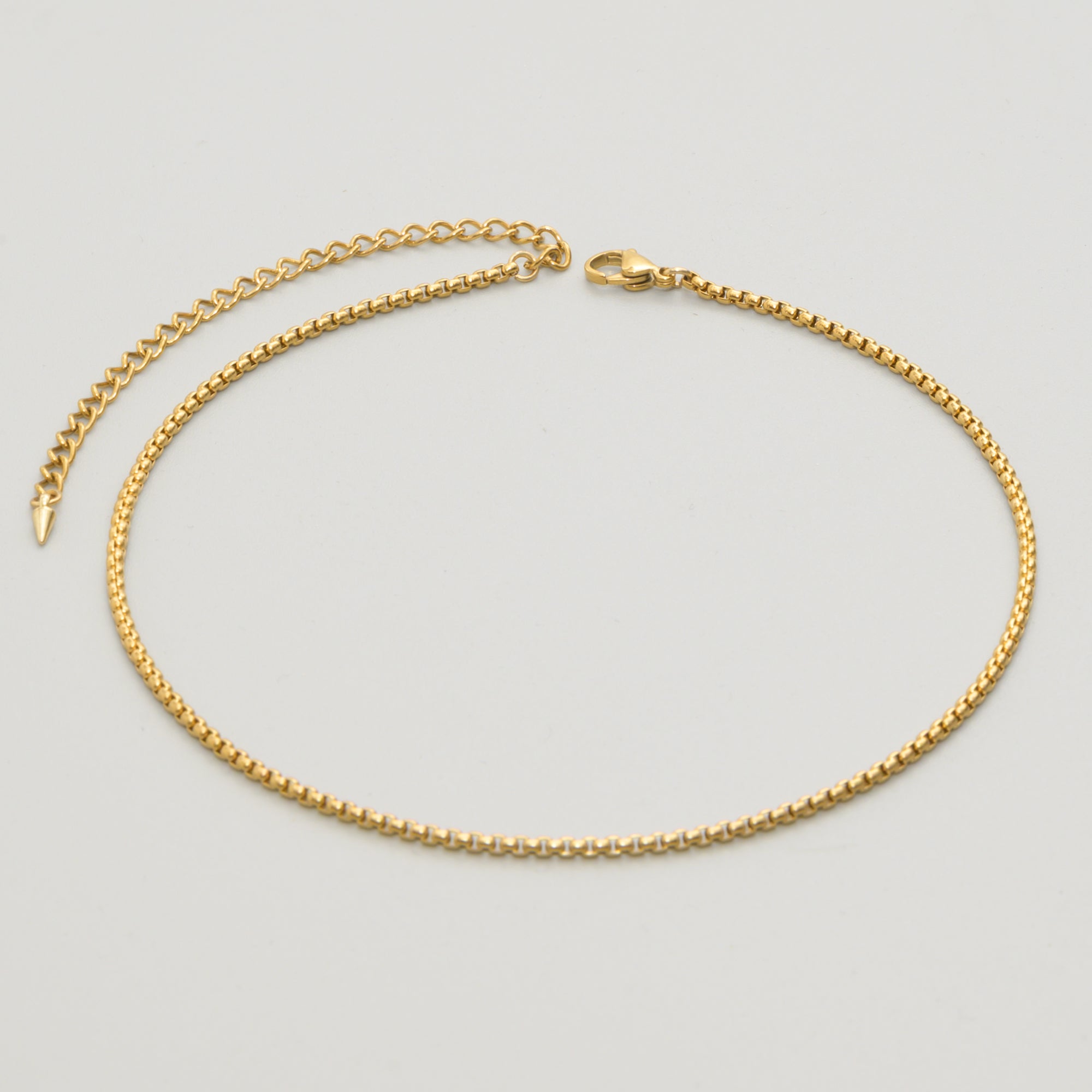dainty gold box chain choker 2mm