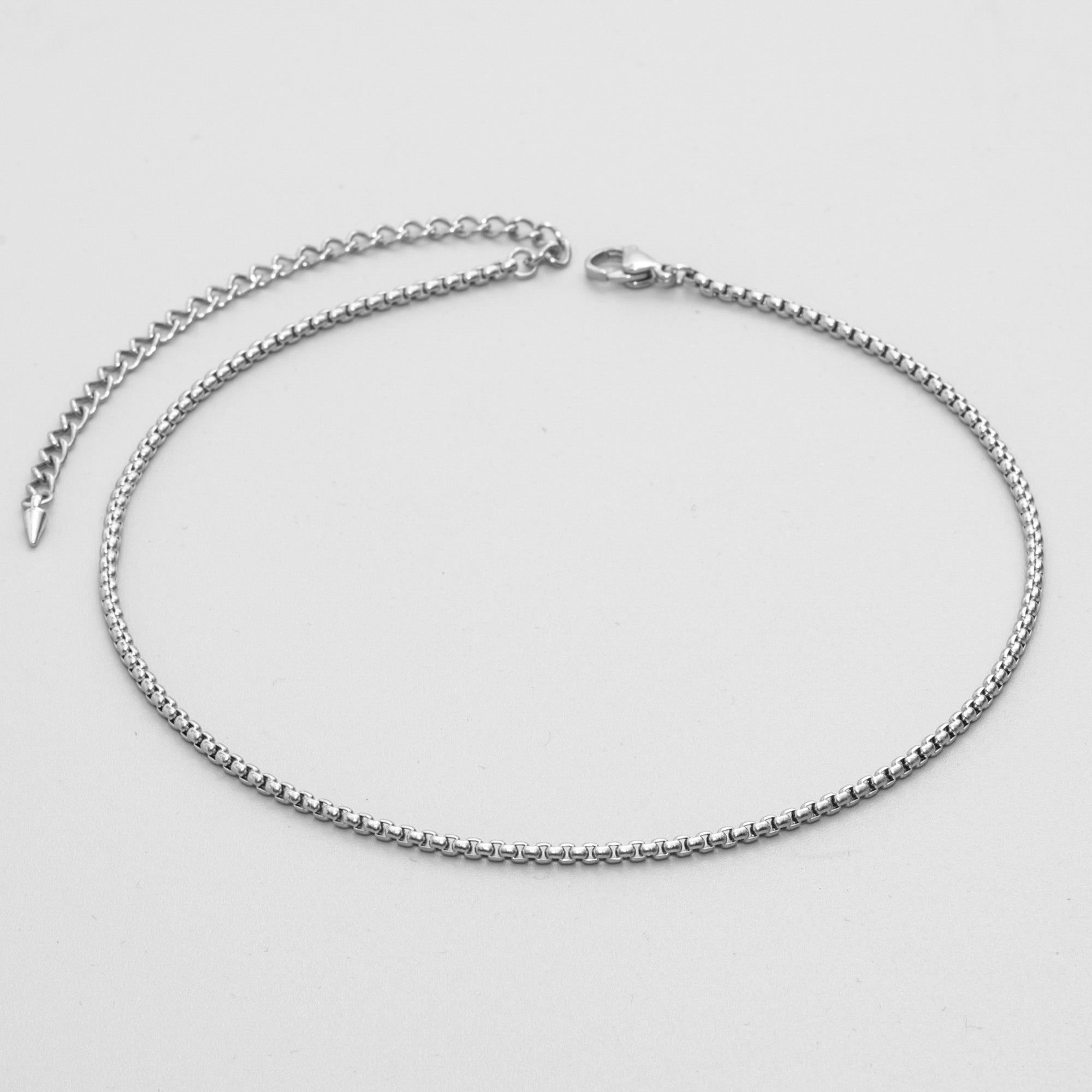 dainty silver box chain choker 2mm