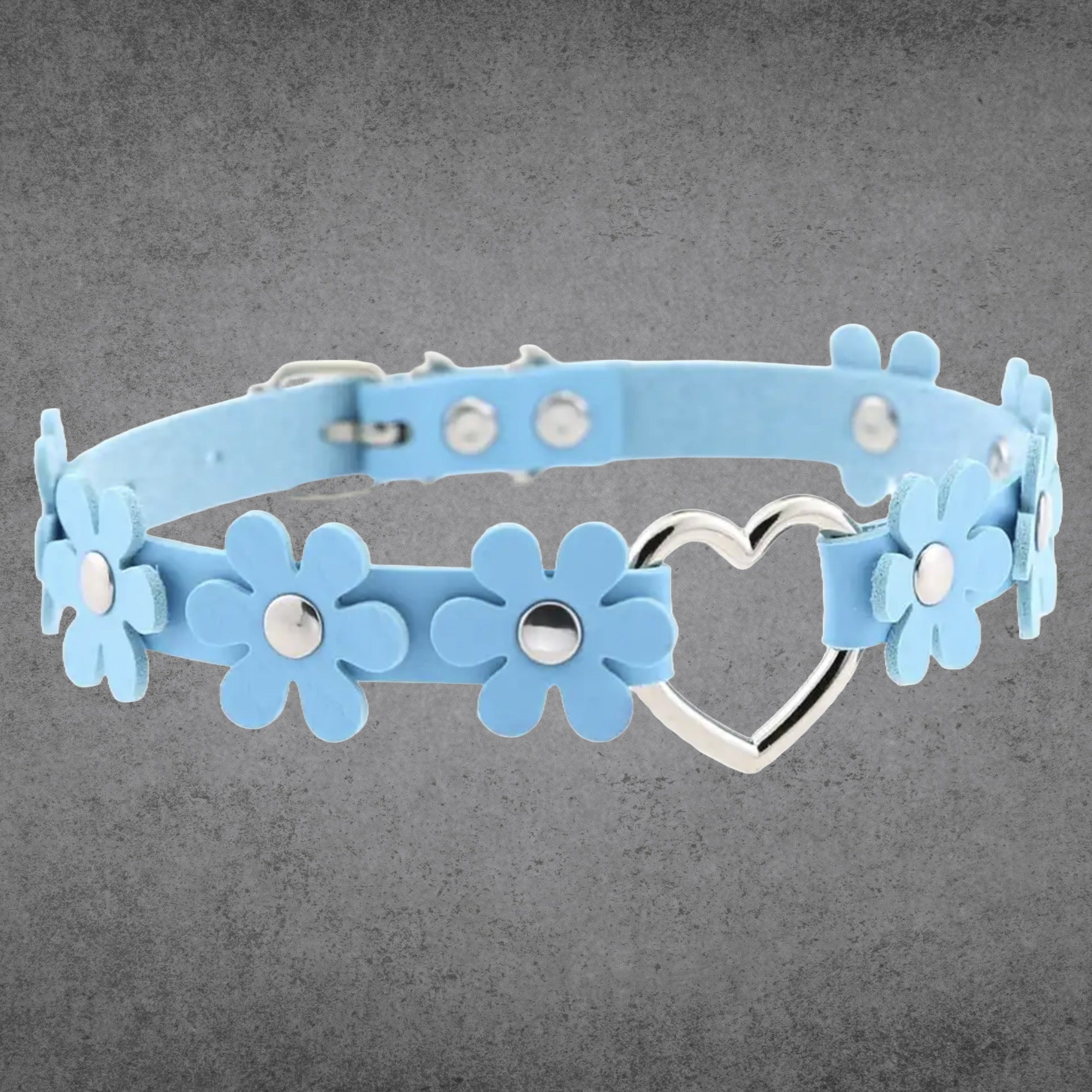Daisy Love Heart Collar - Baby Blue