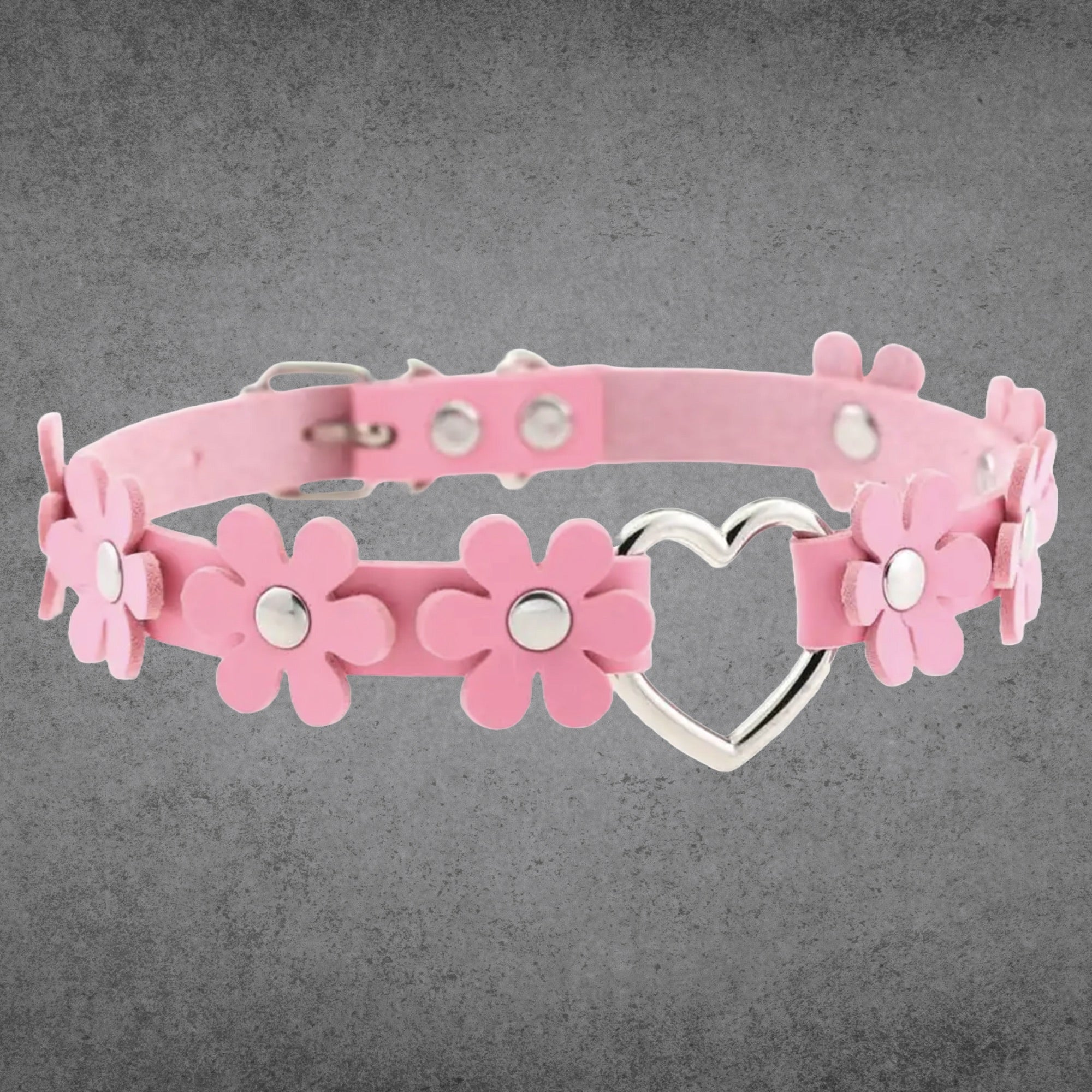 Daisy Love Heart Collar - Baby Pink