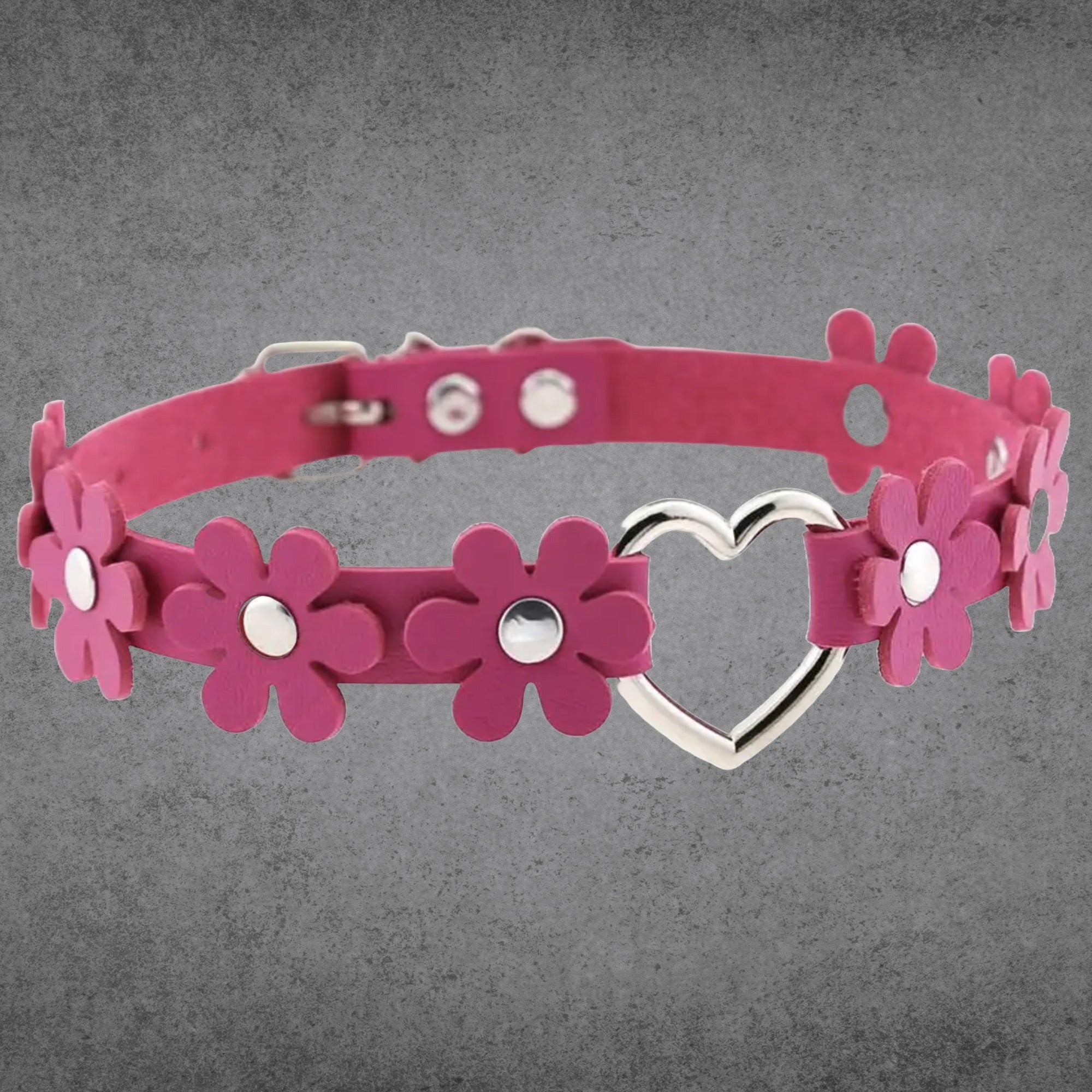 Daisy Love Heart Collar - Hot Pink
