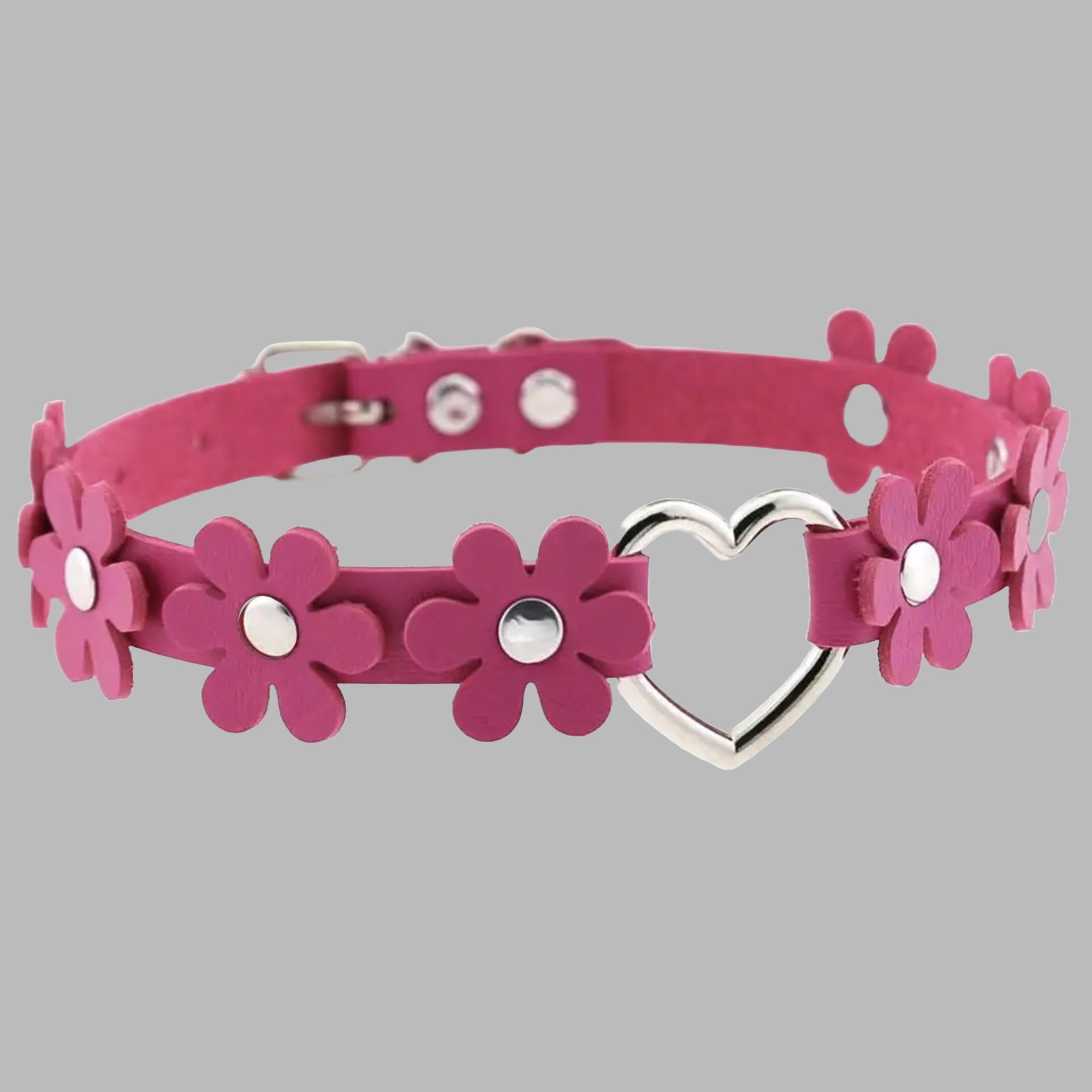 Daisy Love Heart Collar - Hot Pink