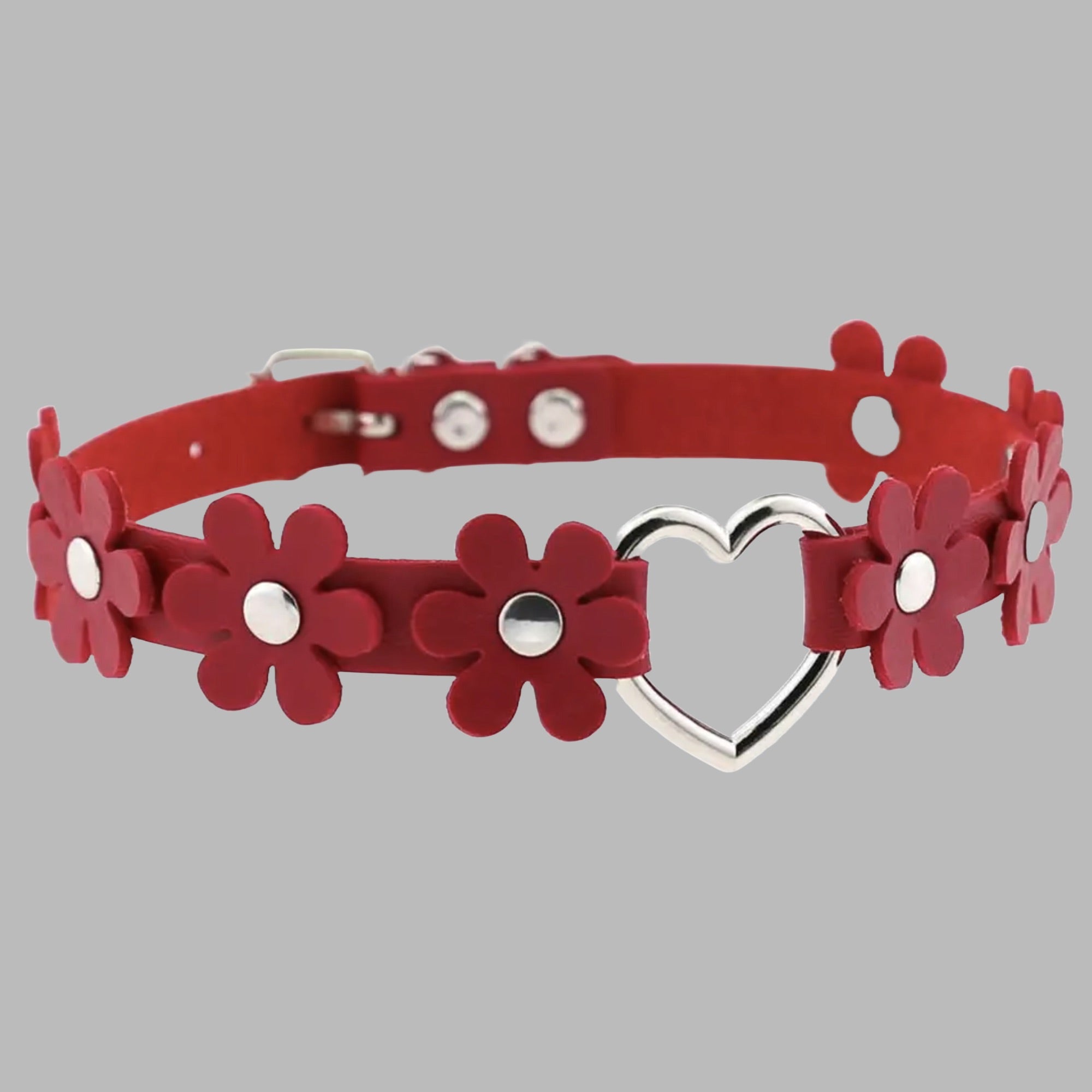 Daisy Love Heart Collar - Red