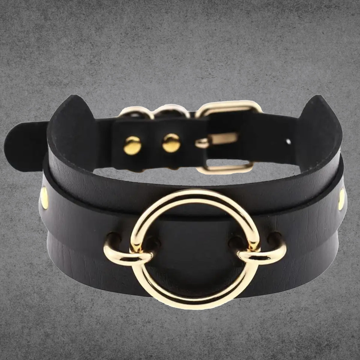 O Ring Gothic Collar - Black & Gold