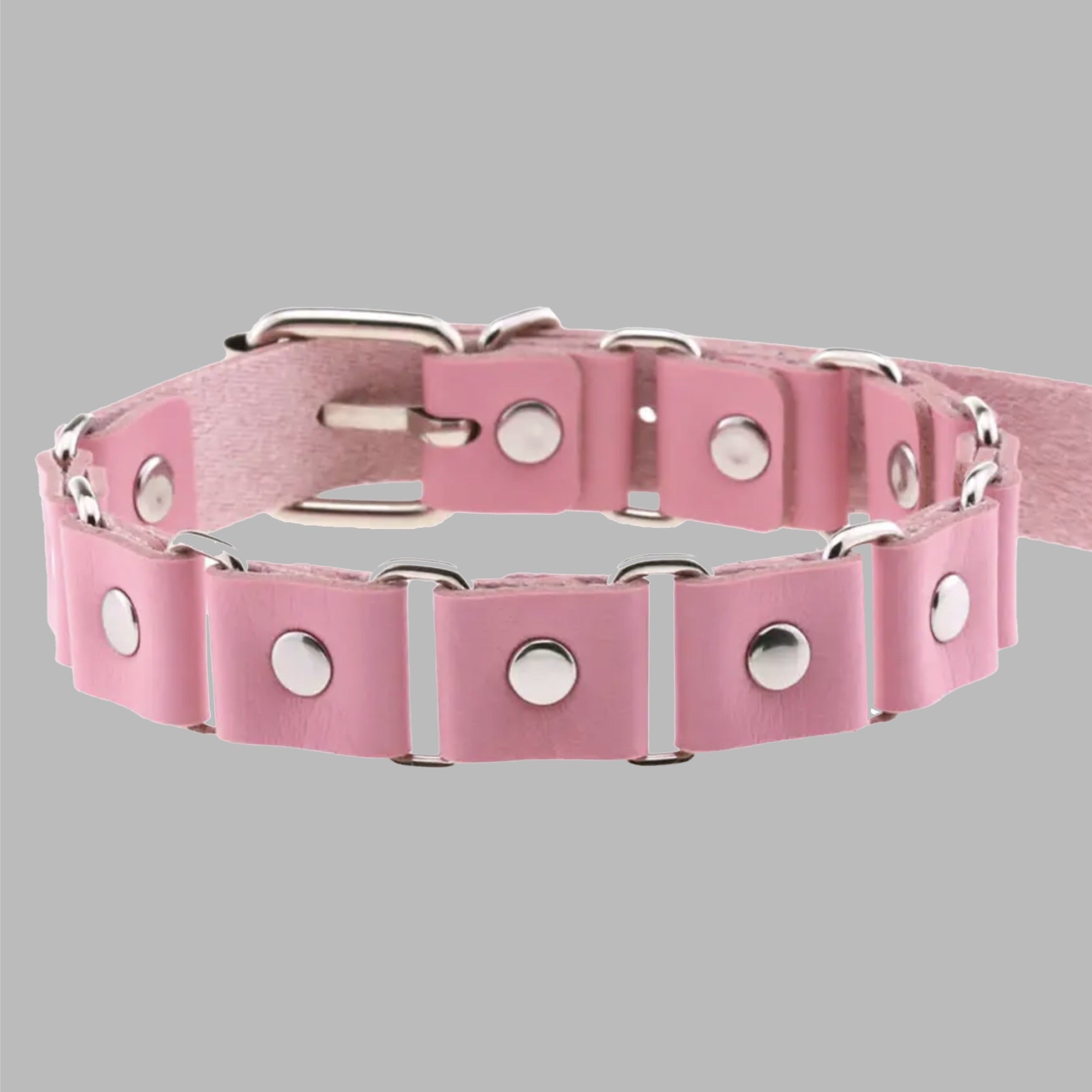 Linked Studded Collar - Baby Pink
