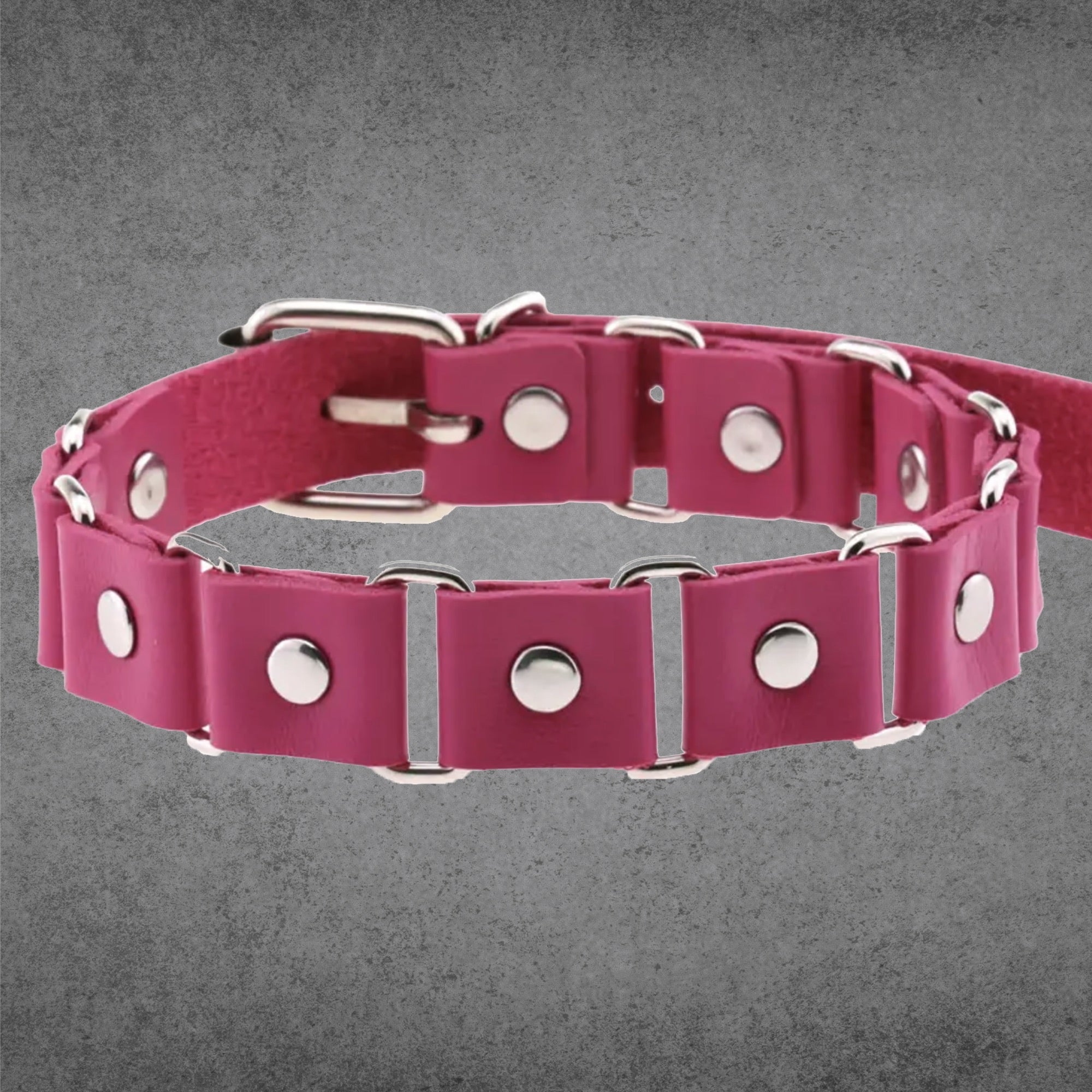 Linked Studded Collar - Hot Pink