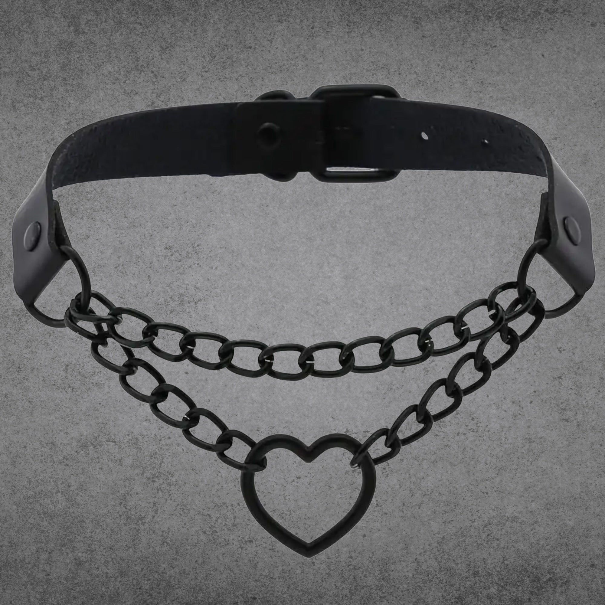 Choker mit Herzkette - Schwarz &amp; Schwarz