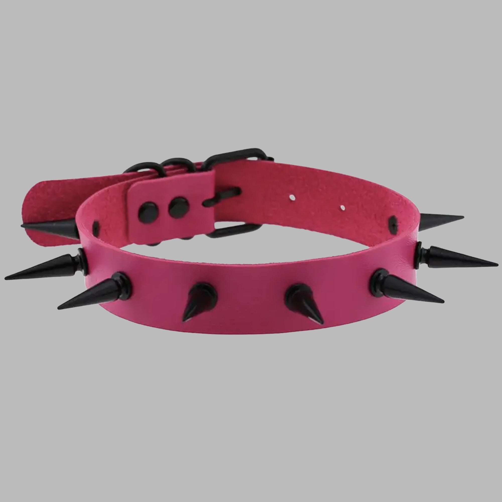 2 Inch Spike Collar - Hot Pink & Black