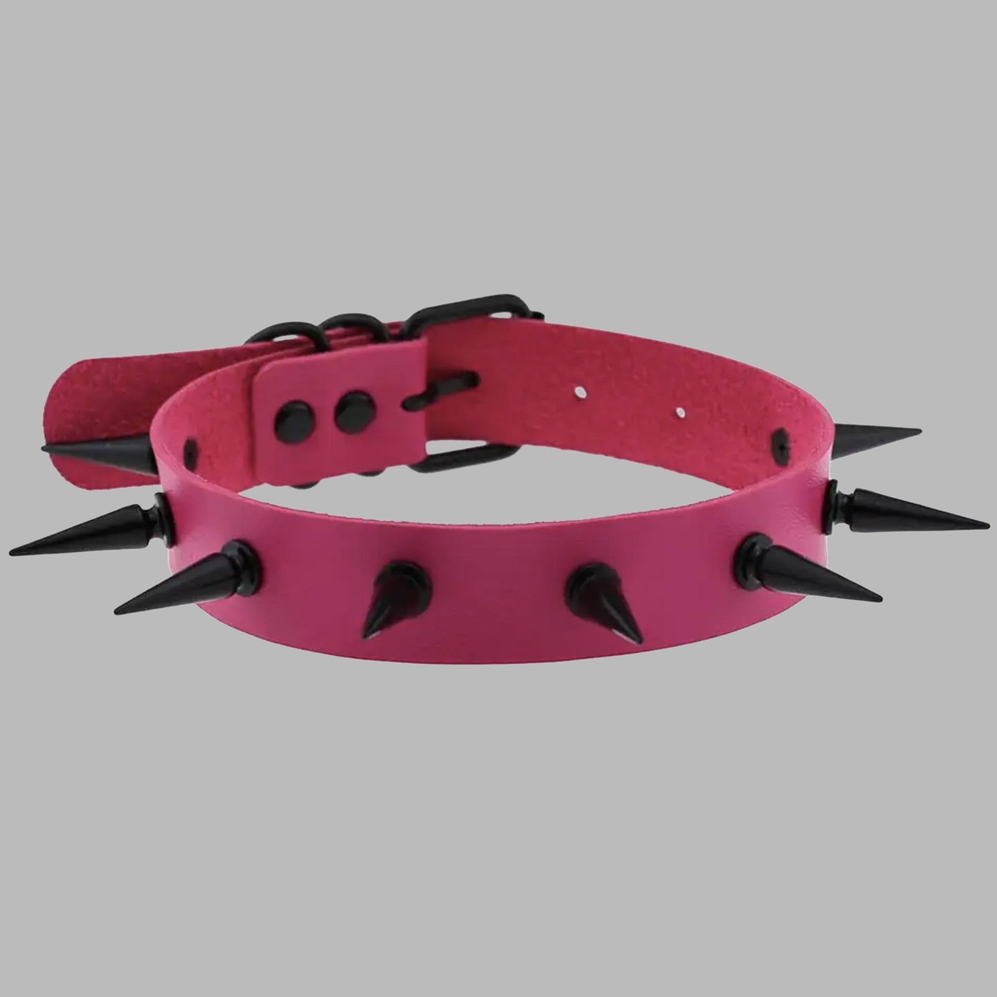 2 Zoll Spike-Halsband - Hot Pink &amp; Schwarz