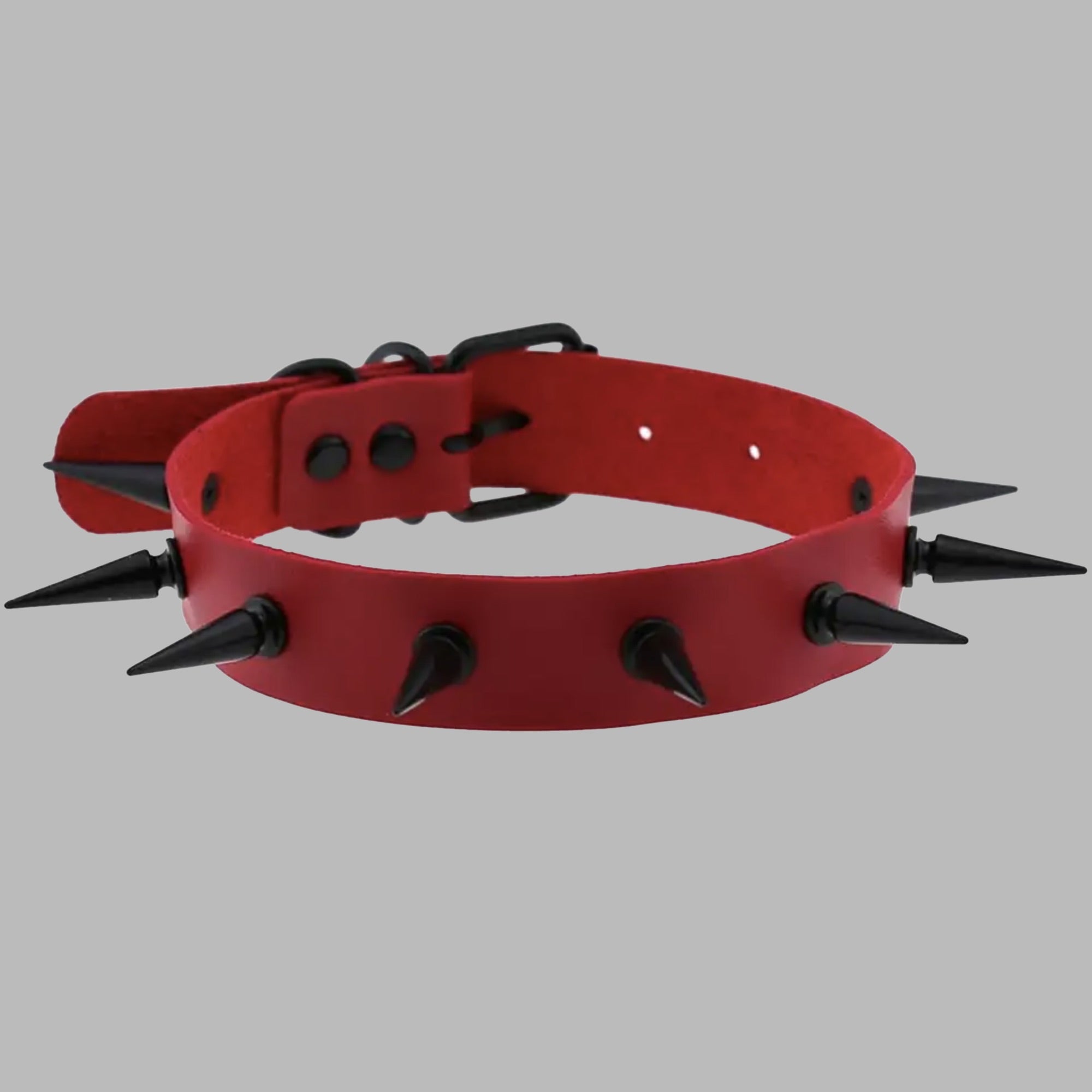 2 Inch Spike Collar - Red & Black