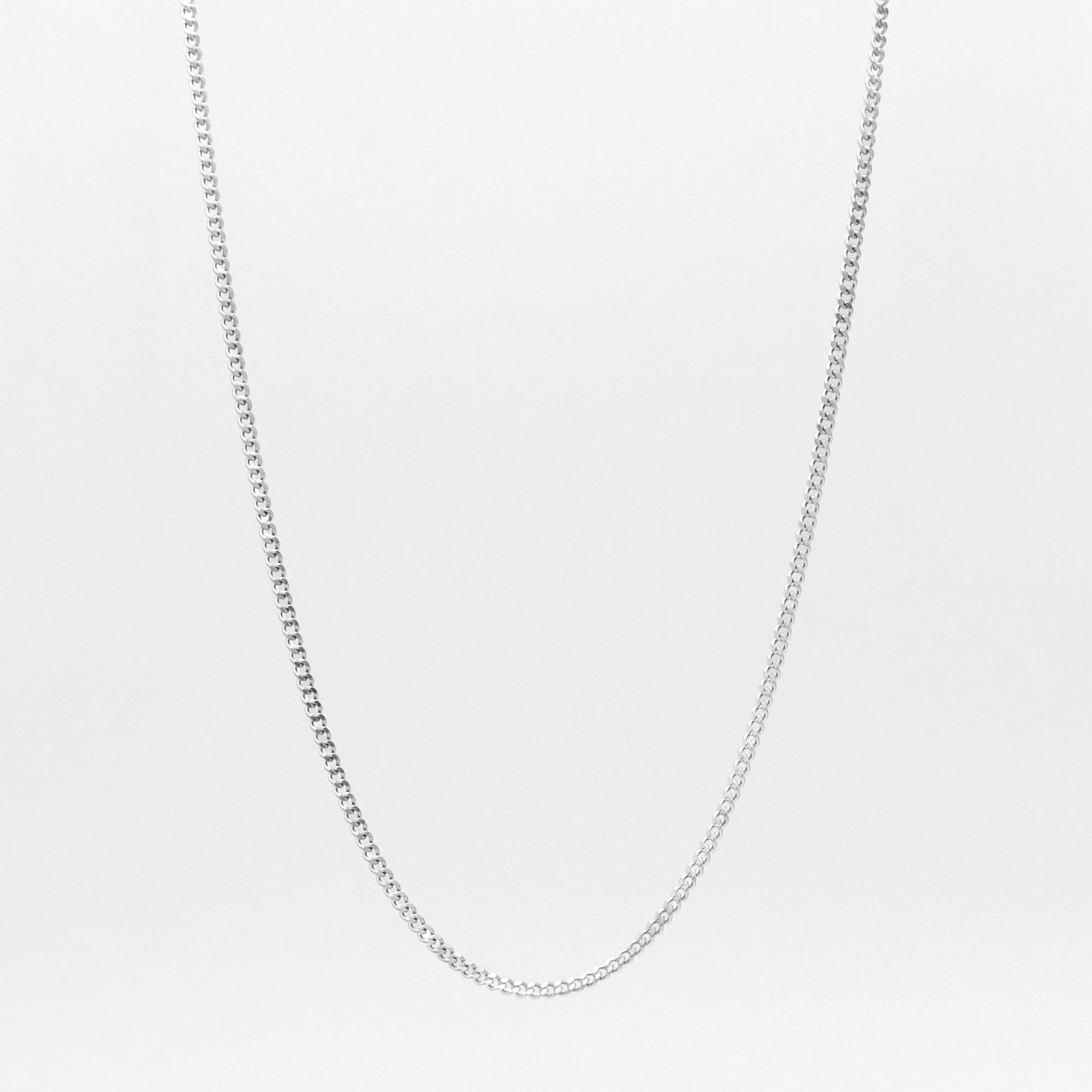 micro cuban link chain necklace in silver 2mm wide