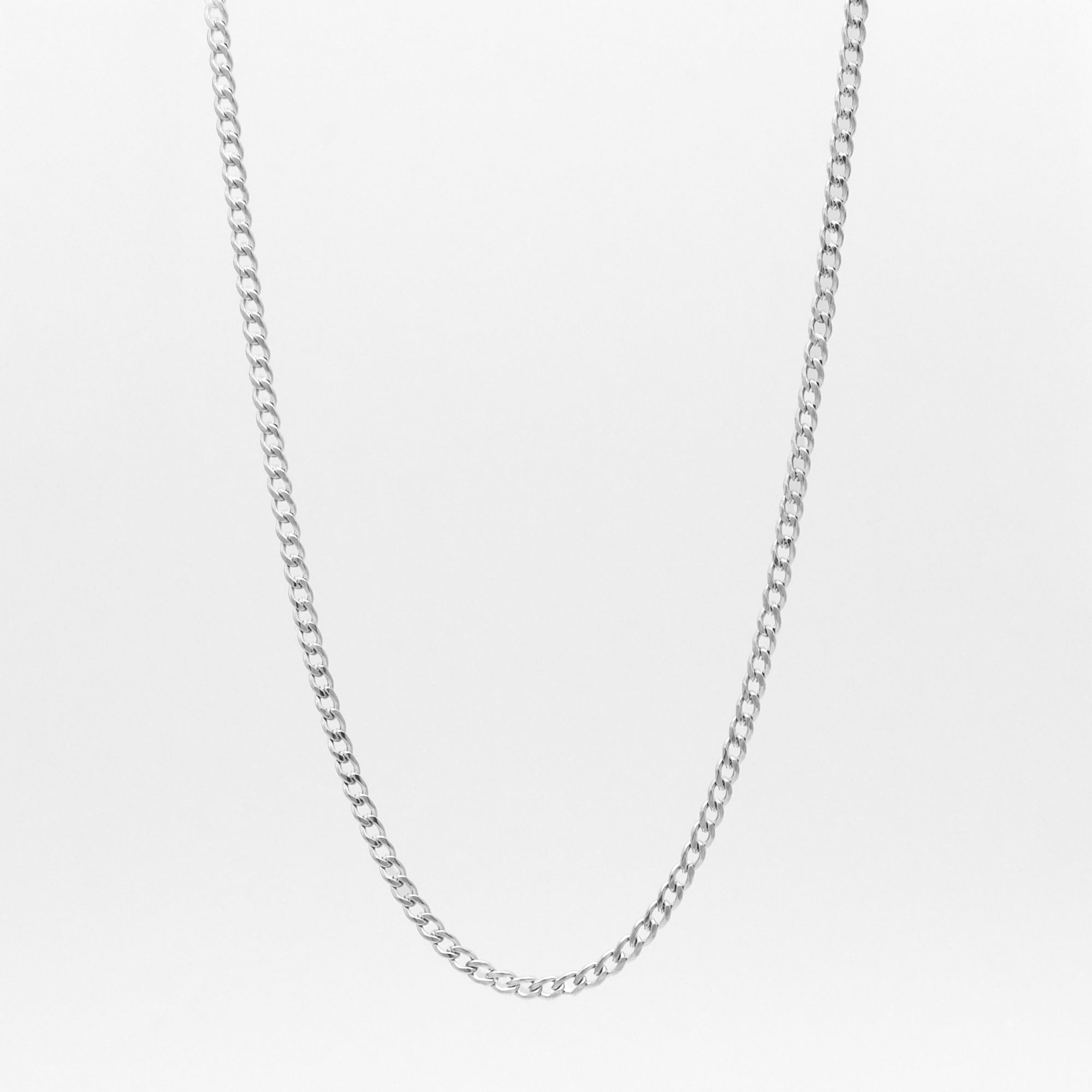 dainty silver cuban link chain necklace 3mm wide