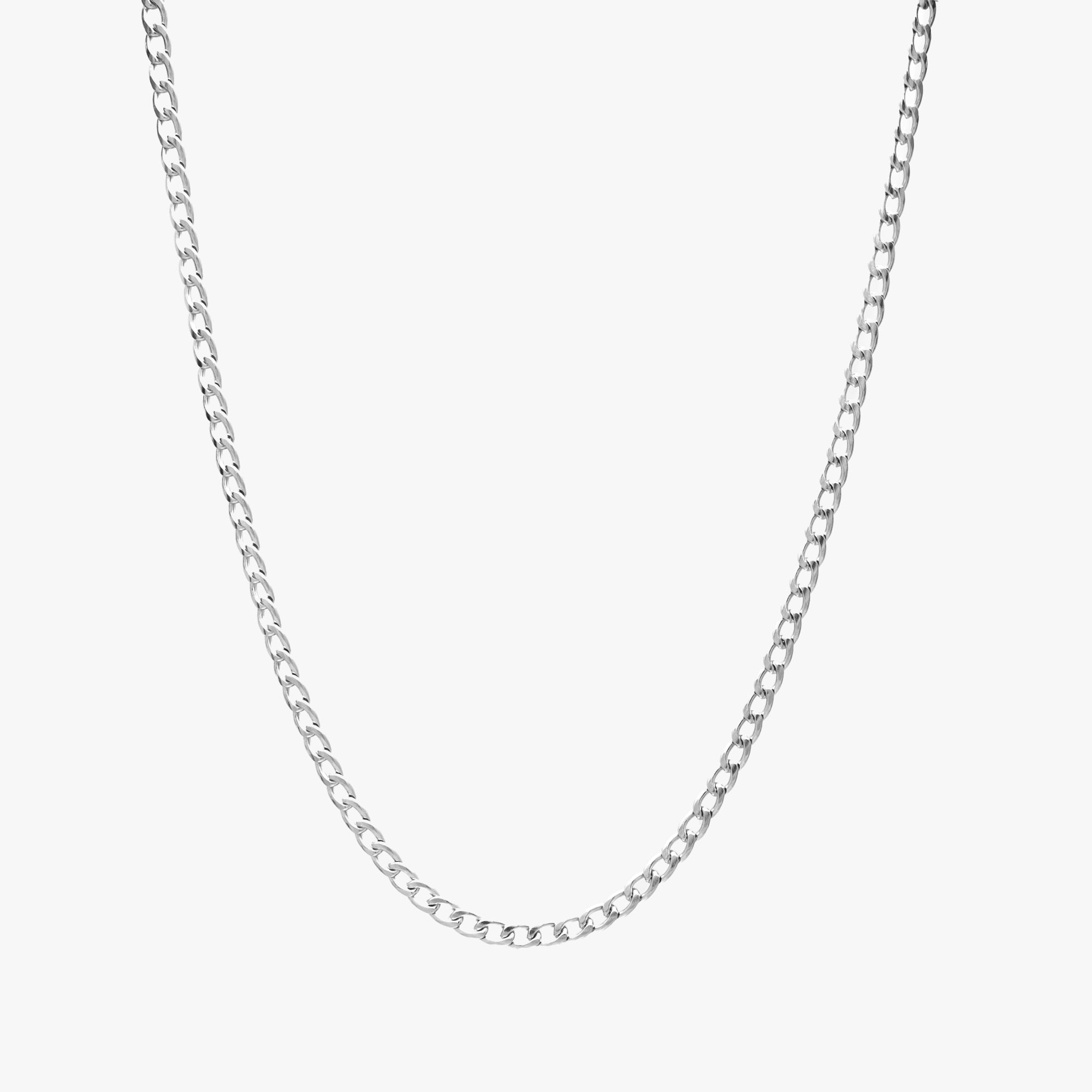 silver cuban link chain necklace 4mm wide 