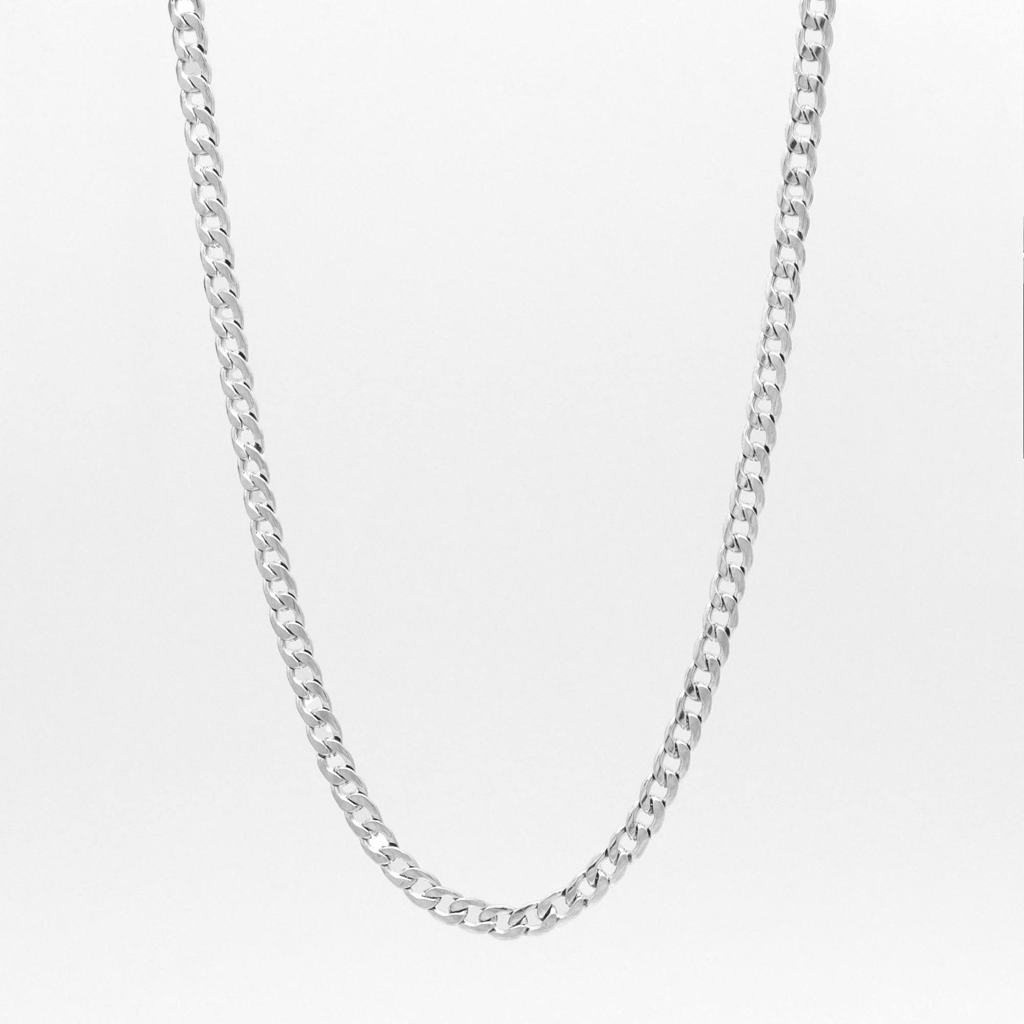 chunky cuban link chain necklace in silver 5mm wide