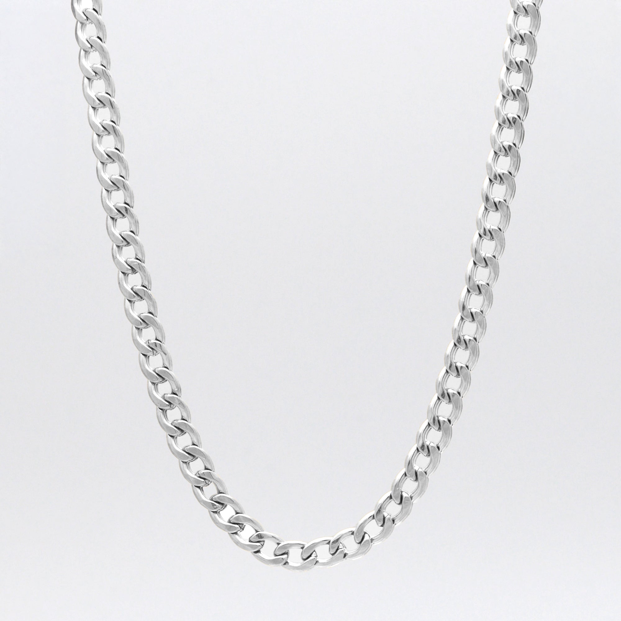 chunky 7mm cuban link chain necklace in silver