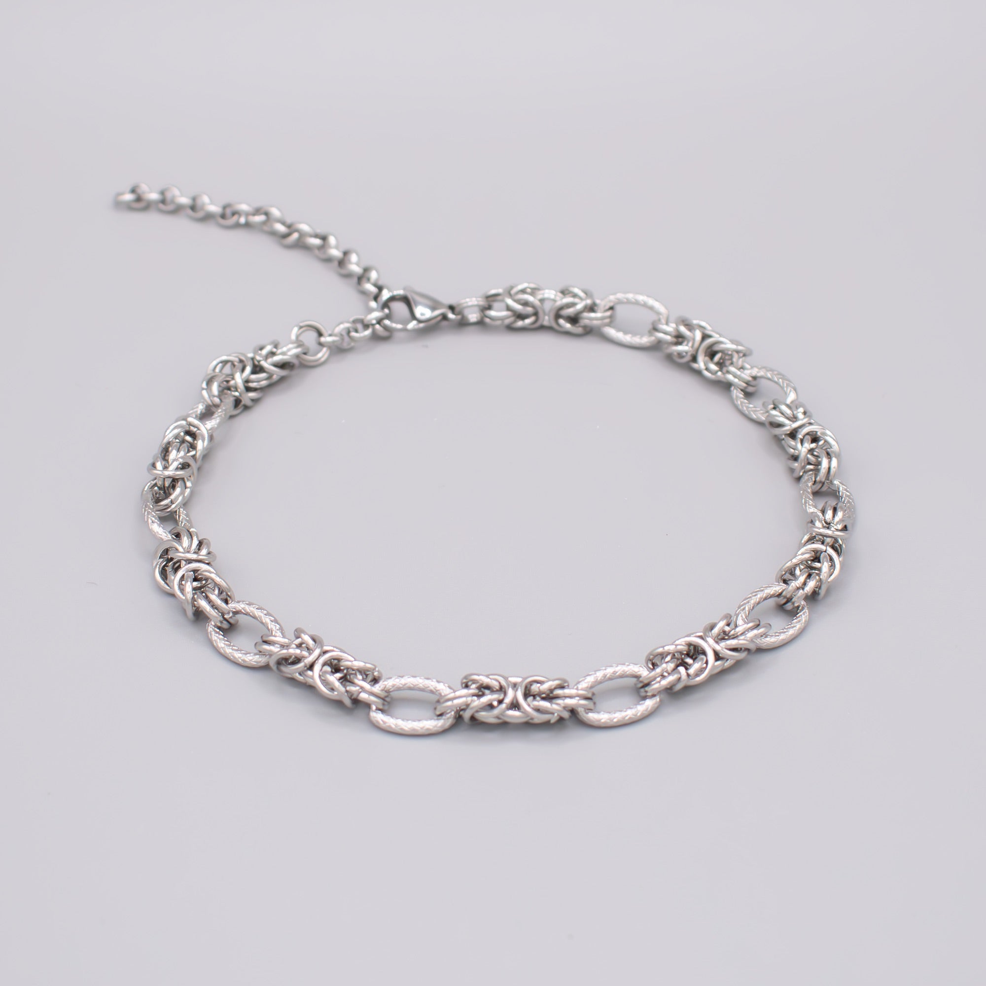 Plain Byzantine Link Choker Necklace - (Silver) 10mm