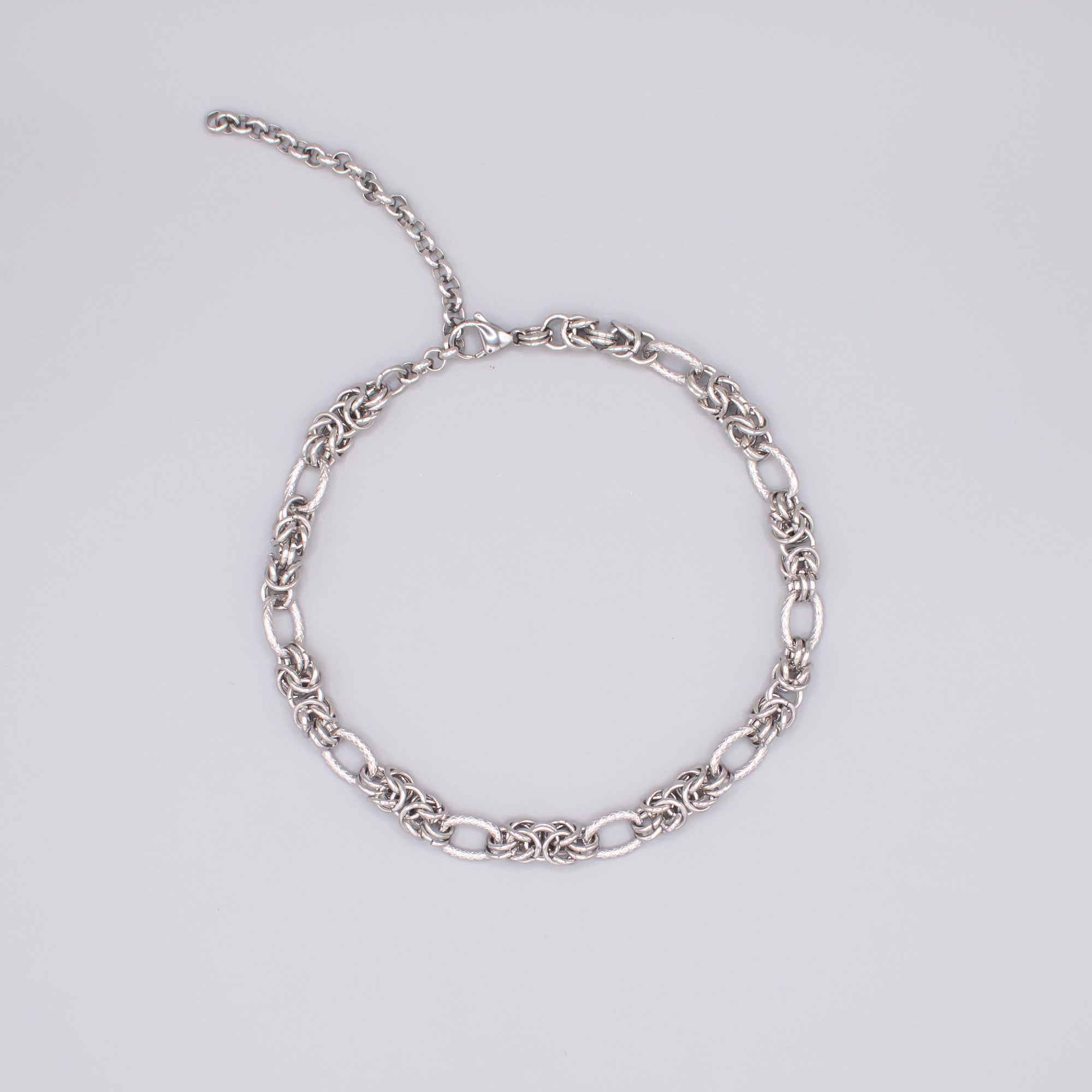 Plain Byzantine Link Choker Necklace - (Silver) 10mm