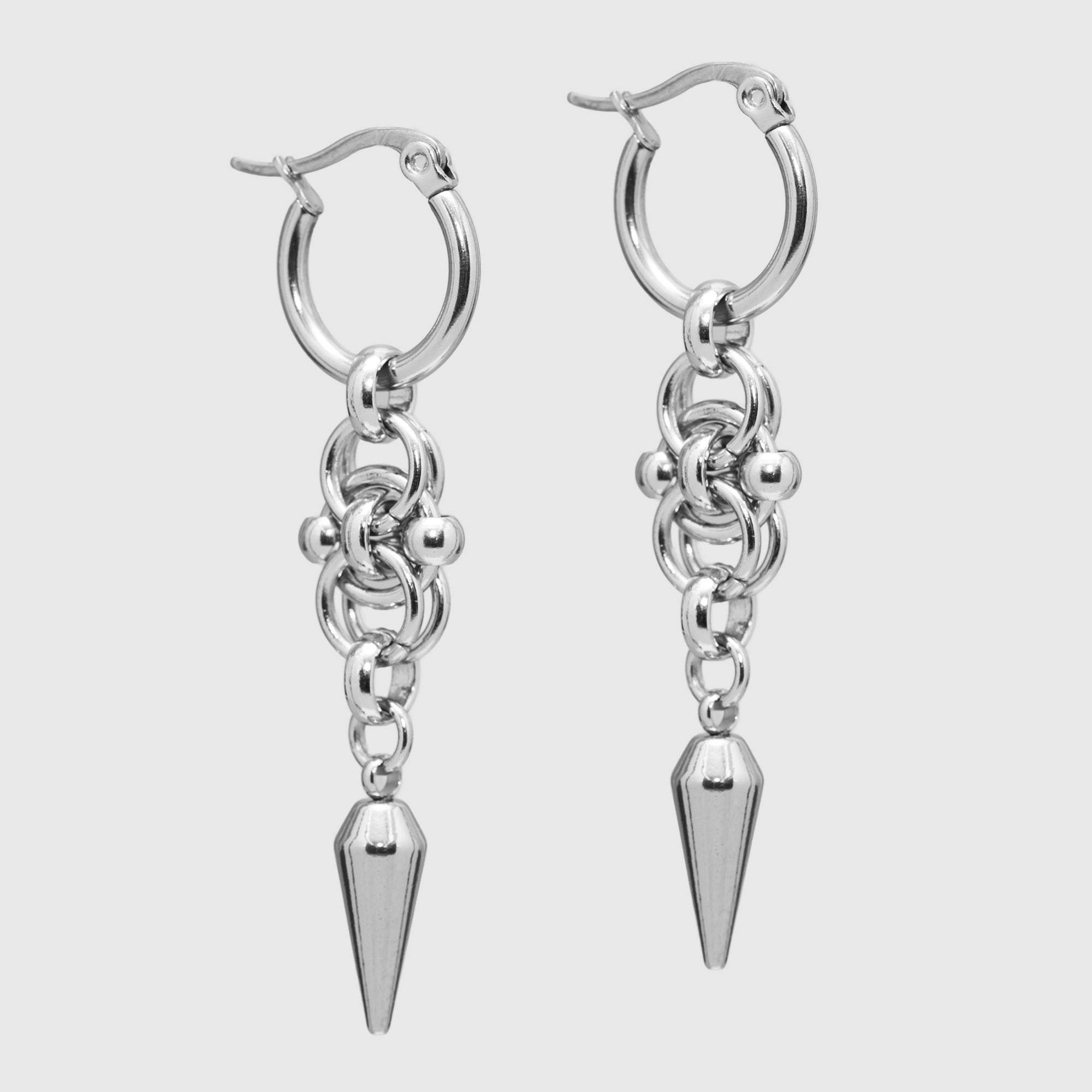 Boucles d'oreilles créoles à pointes Chaos (Argent)