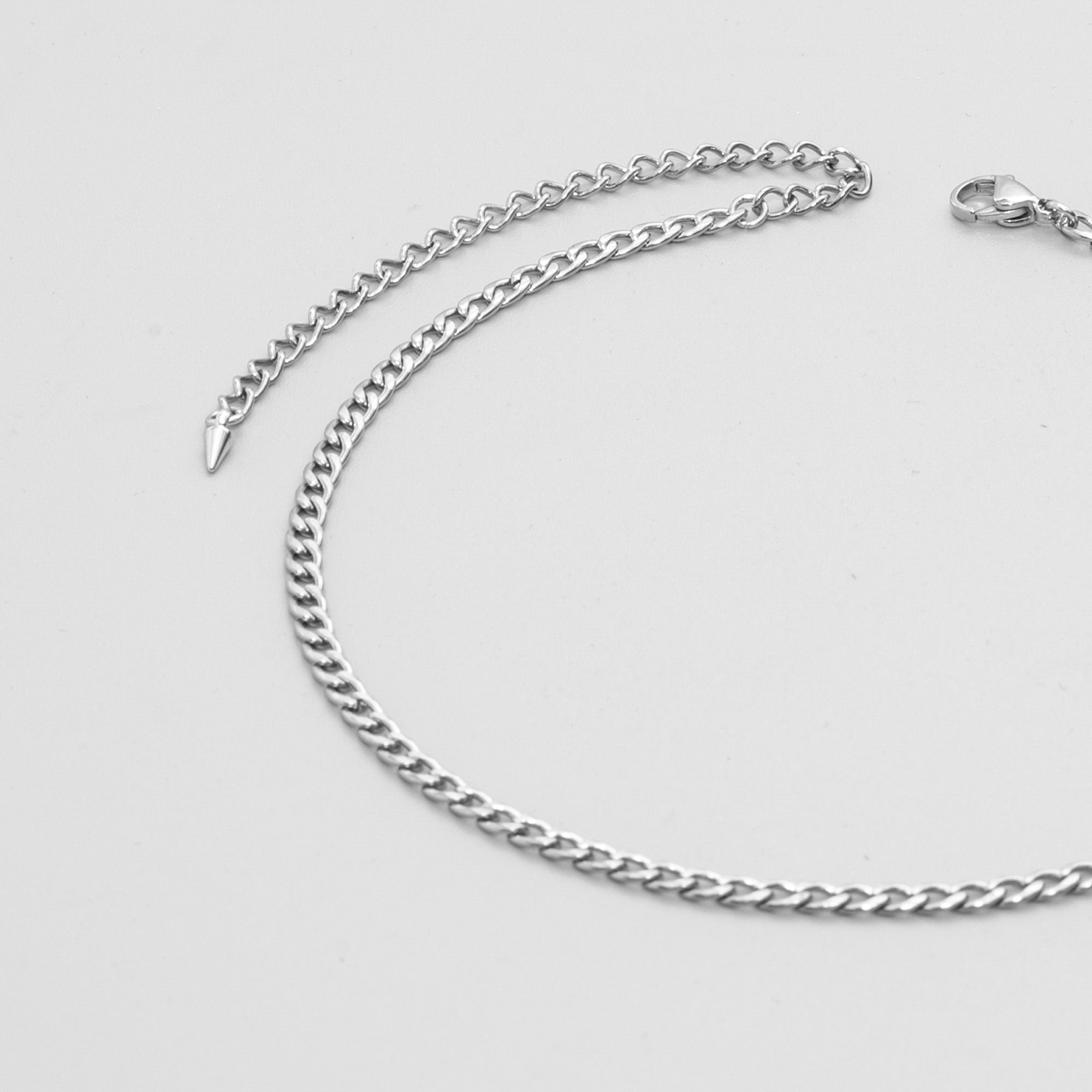 Dainty 4mm cuban link chain choker in silver stainless steel