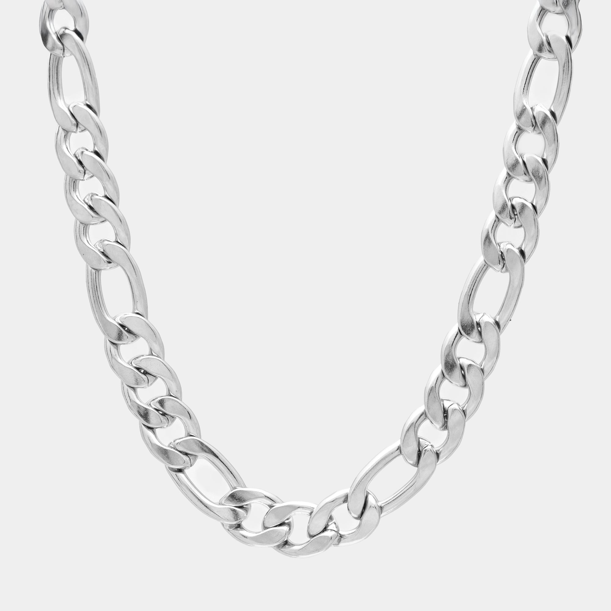 chunky silver figaro necklace 12mm wide and heavy weight