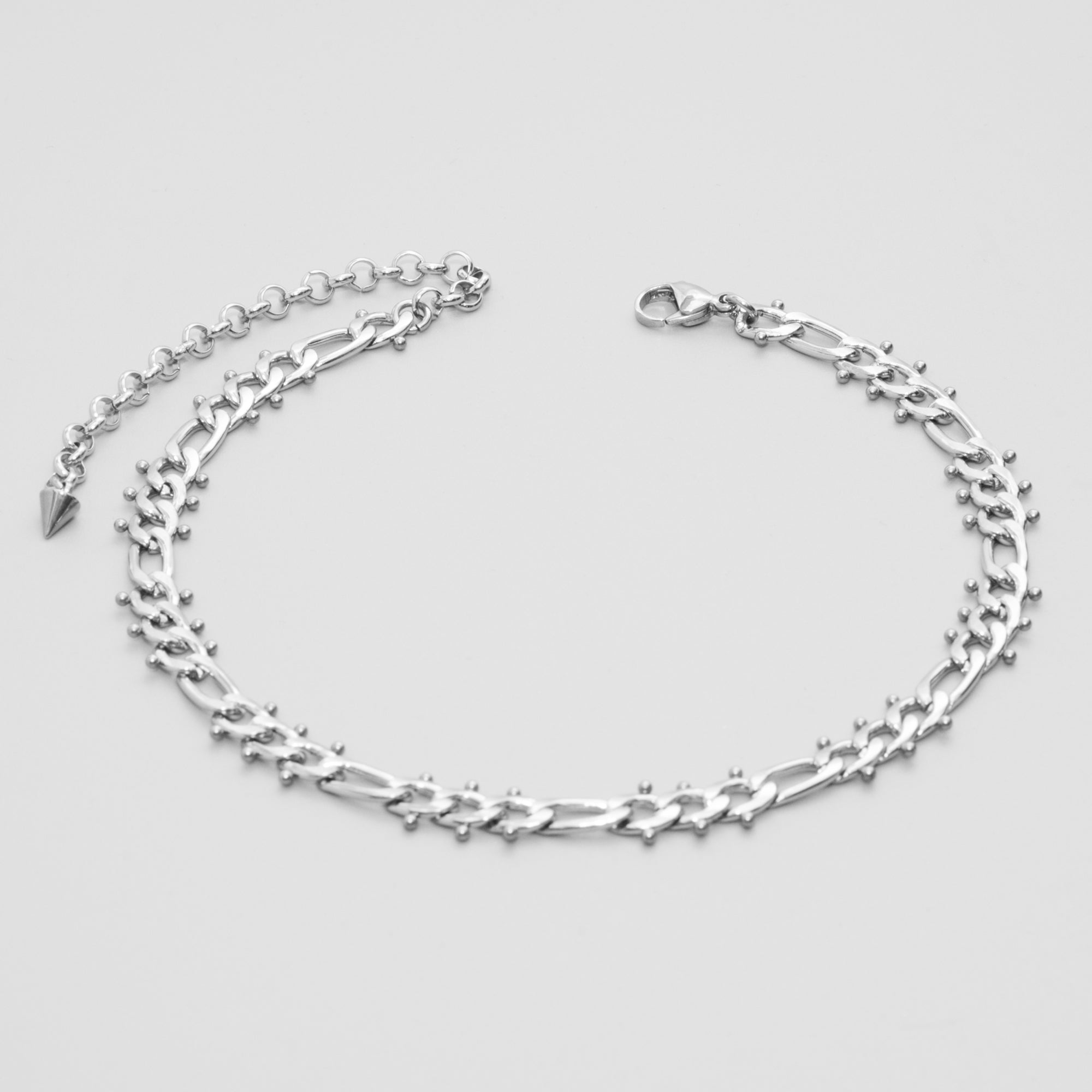 Chunky fancy figaro link chain choker in silver stainless steel