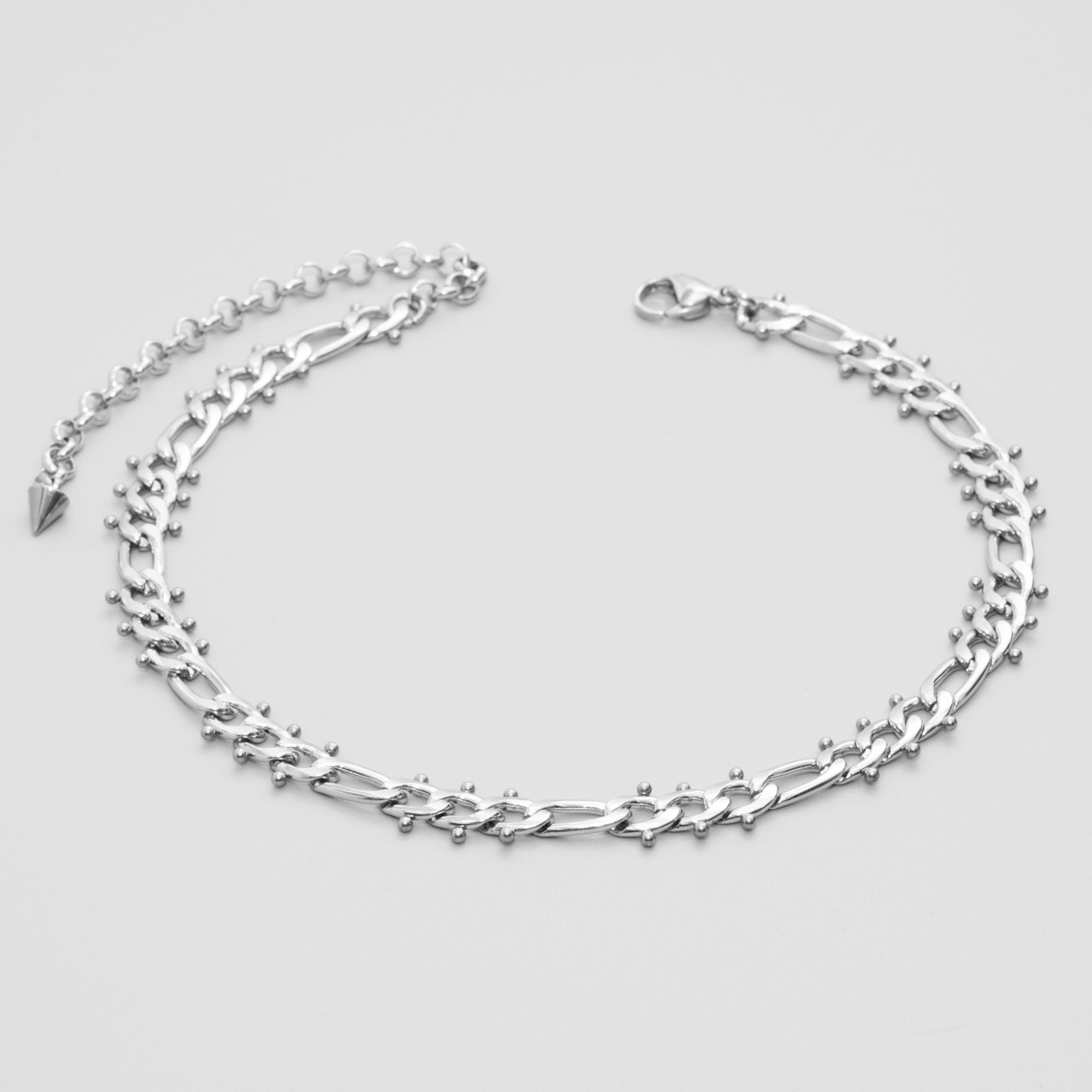 Chunky fancy figaro link chain choker in silver stainless steel