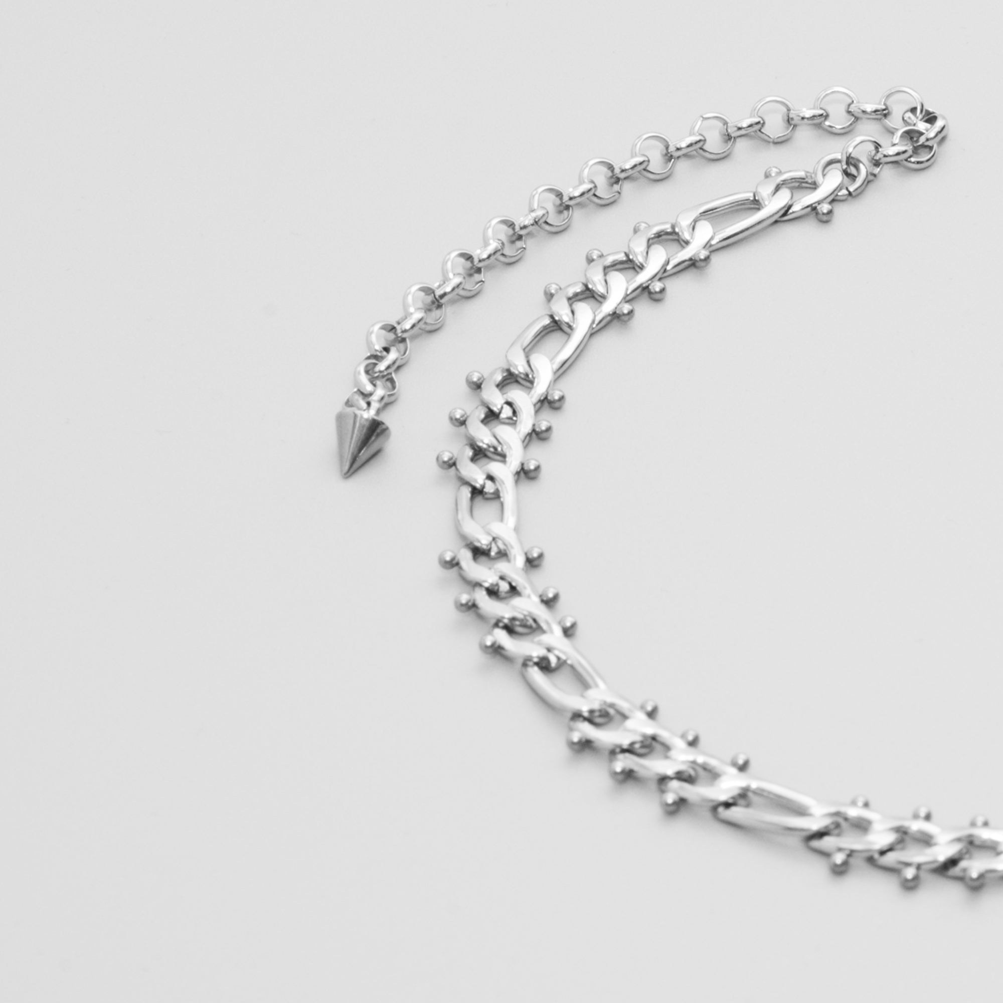 Chunky fancy figaro link chain choker in silver stainless steel