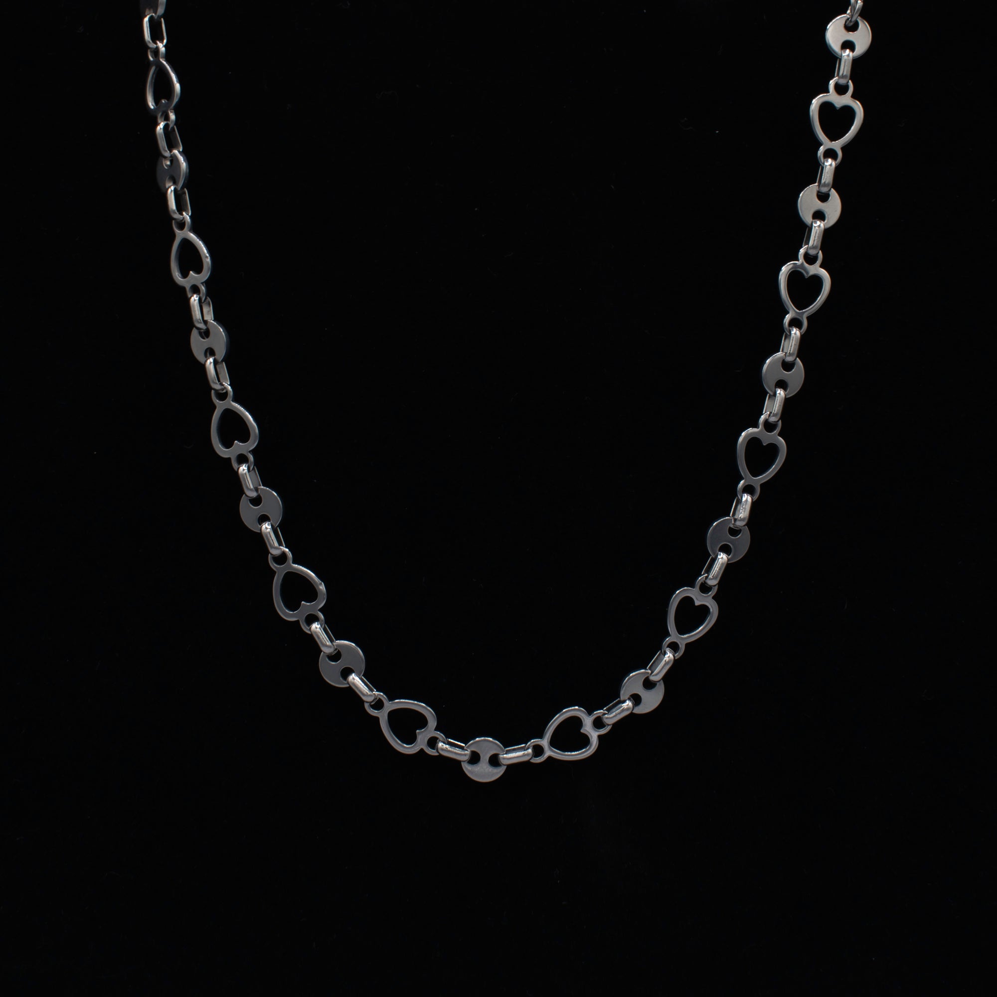 Silver Heart Link Necklace - 9mm
