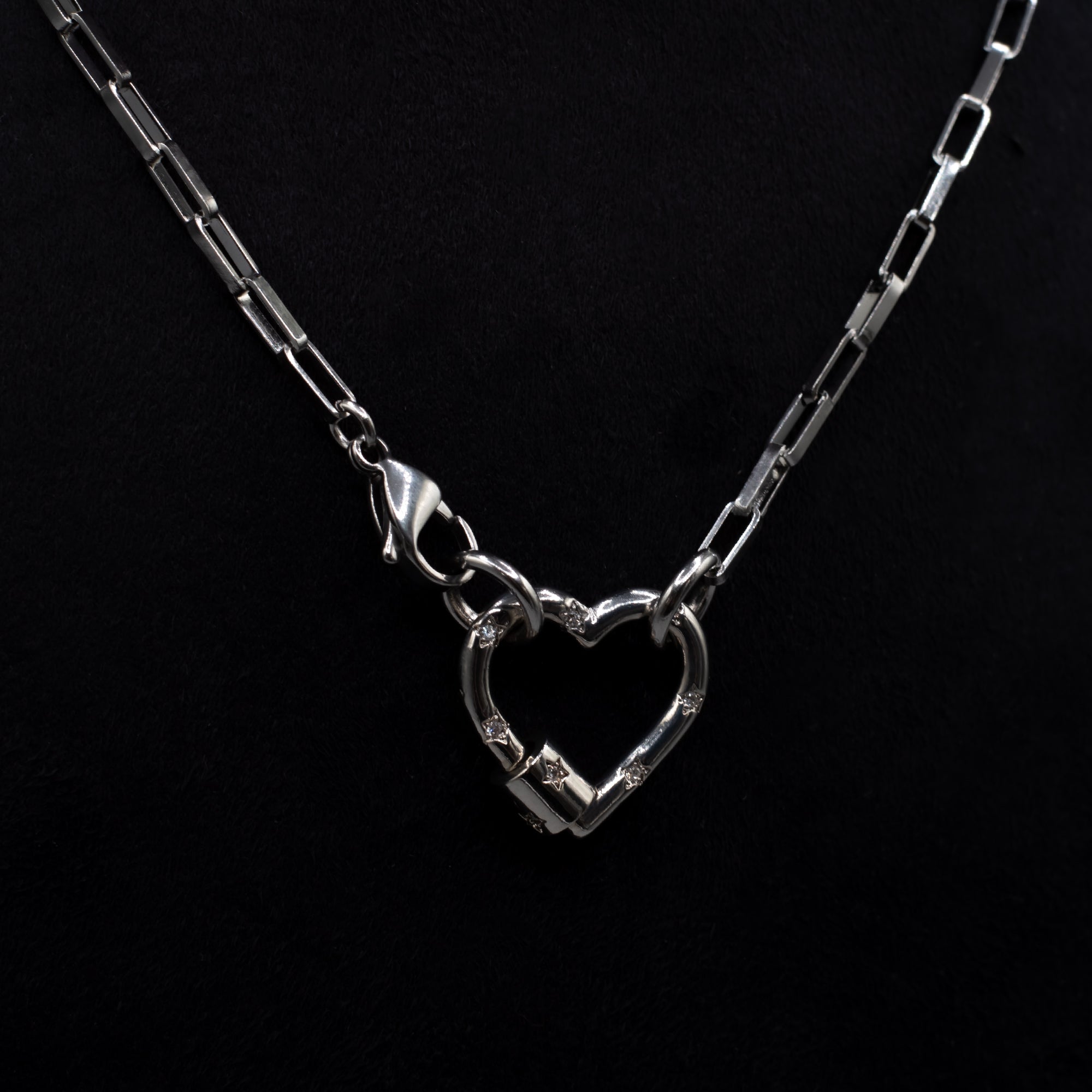 CZ Heart Carabiner Necklace